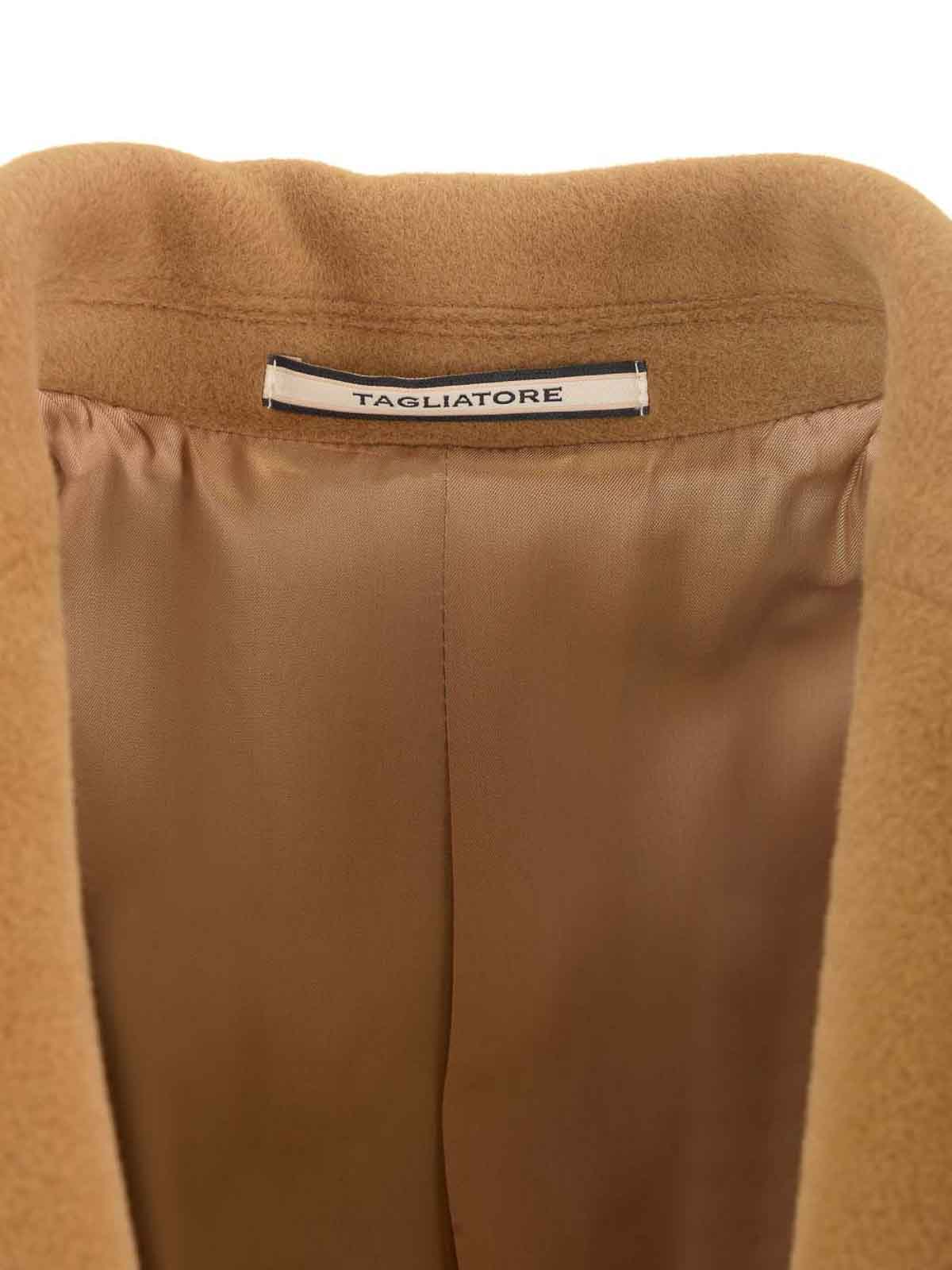Tagliatore Beige Single-breasted Coat In Angora Blend In Brown
