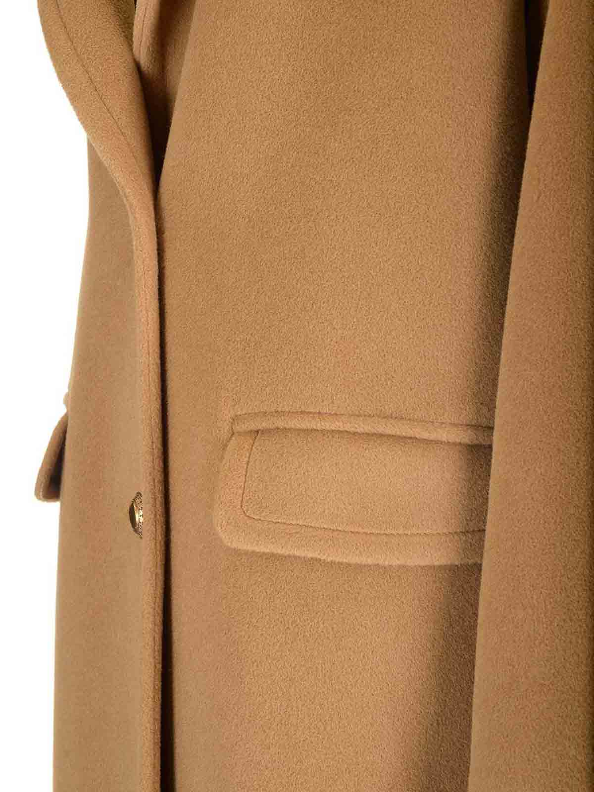 Tagliatore Beige Single-breasted Coat In Angora Blend In Brown