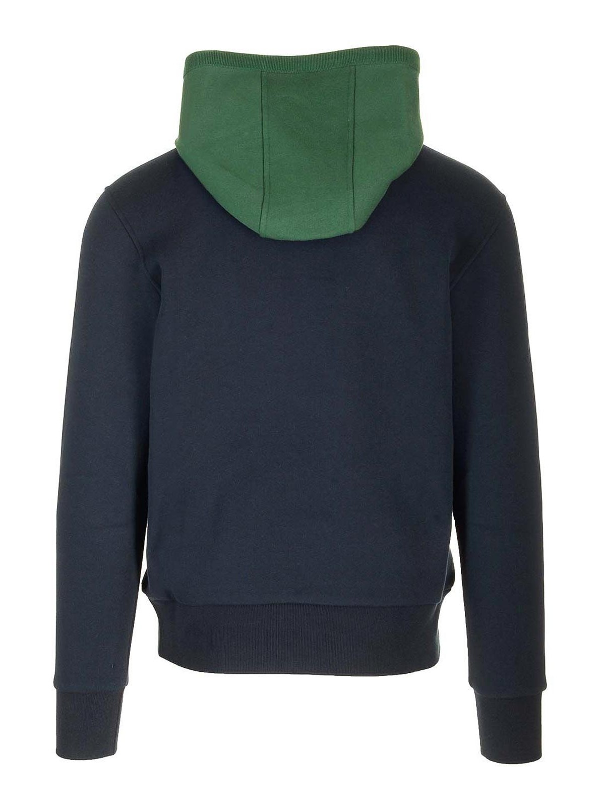 Thom Browne Panel Hooded Sweatshirt With Kangaroo Pocket In Blue