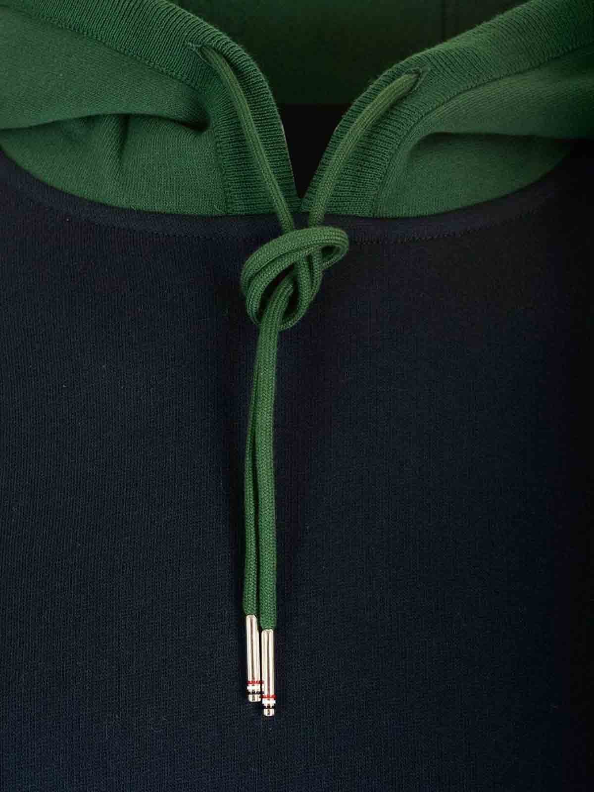 Thom Browne Panel Hooded Sweatshirt With Kangaroo Pocket In Blue