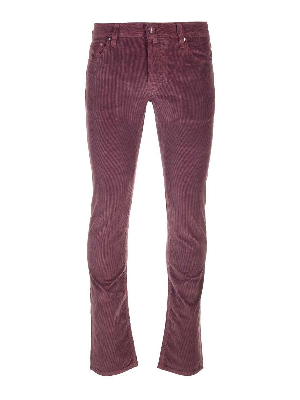 Jacob Cohen Velvet Trouser Trousers Bordeaux In Red