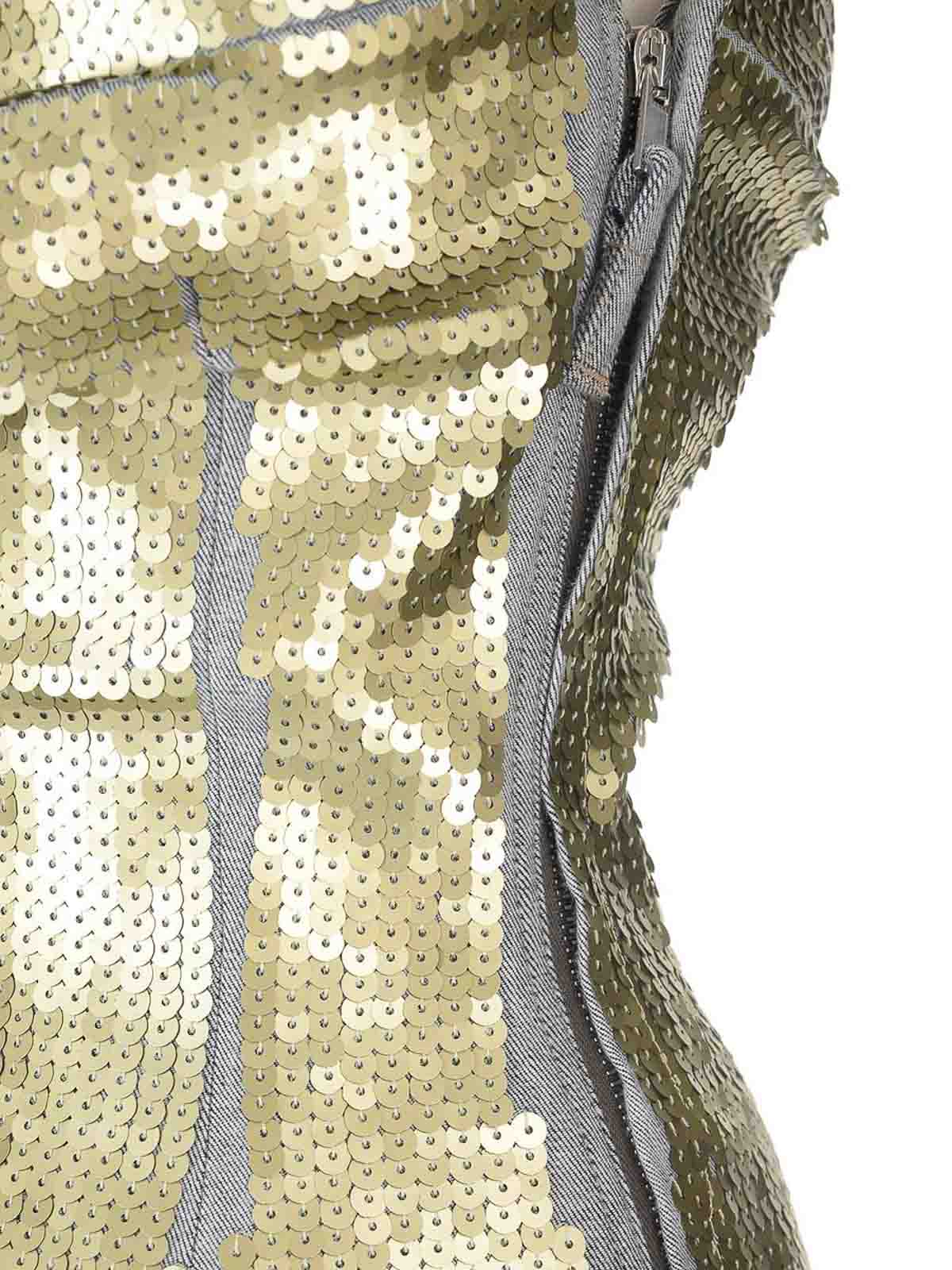 Rick Owens One-sleeved Top With Sequins Tops Yellow In Green