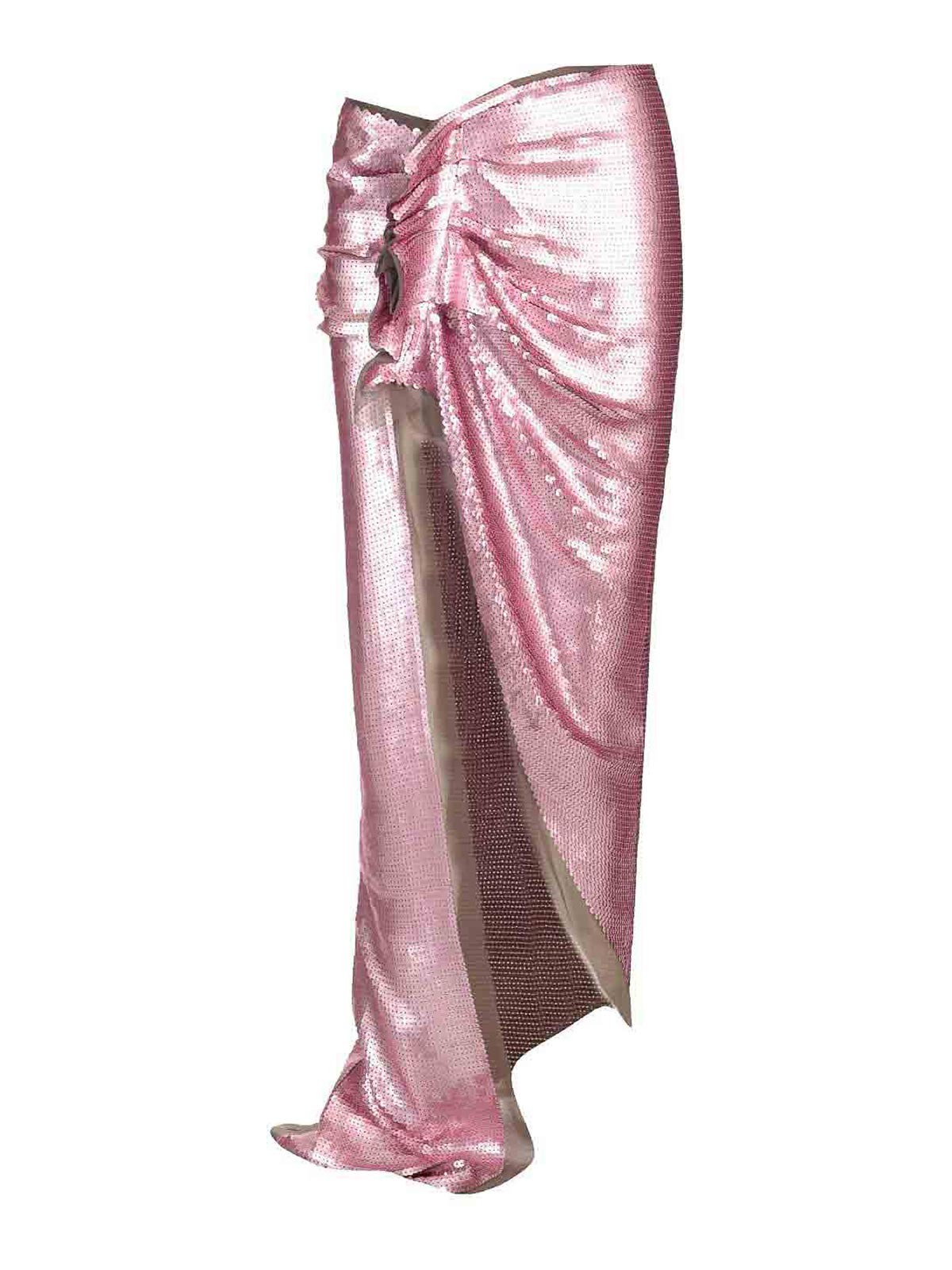 Rick Owens Long Skirt In Silk Chiffon With Sequins Skirts Rose In Pink