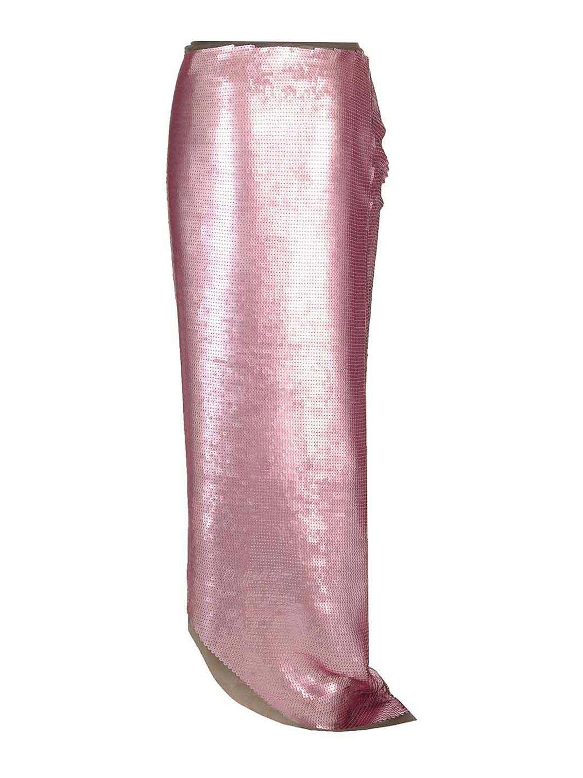Rick Owens Long Skirt In Silk Chiffon With Sequins Skirts Rose In Pink