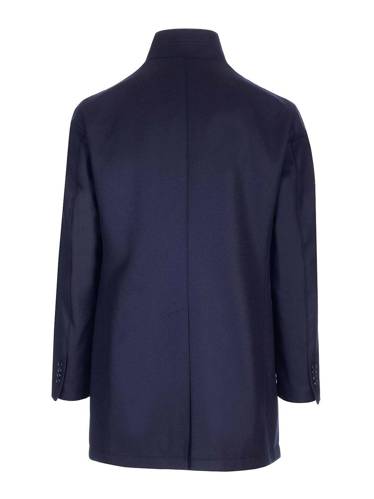 Tagliatore High-collar Long-sleeved Coat In Blue