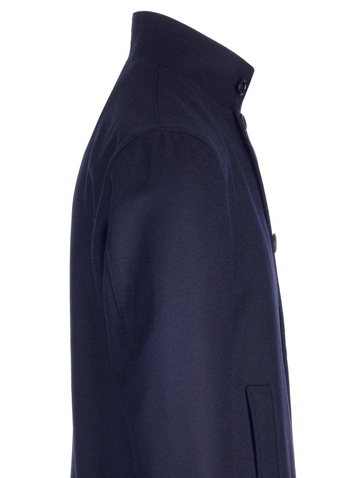 Tagliatore High-collar Long-sleeved Coat In Blue