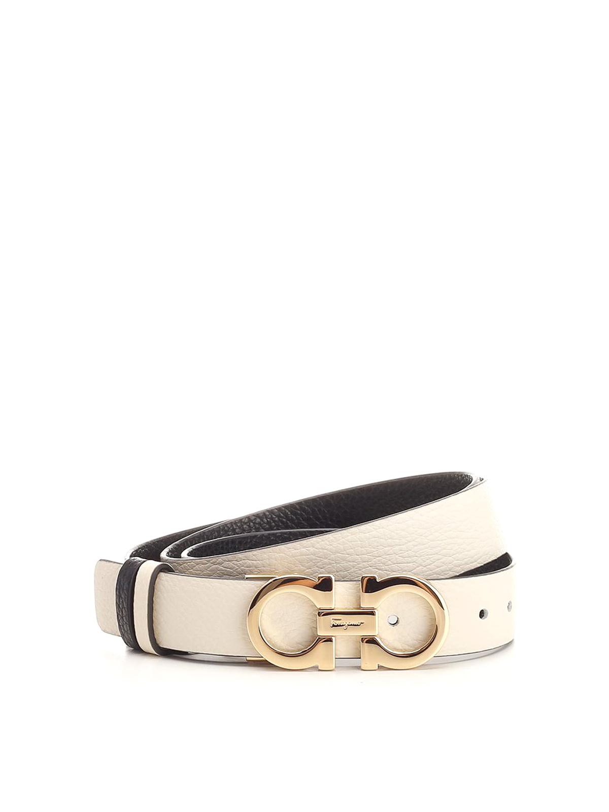 Ferragamo Reversible And Adjustable Belt Belts White In Neutral