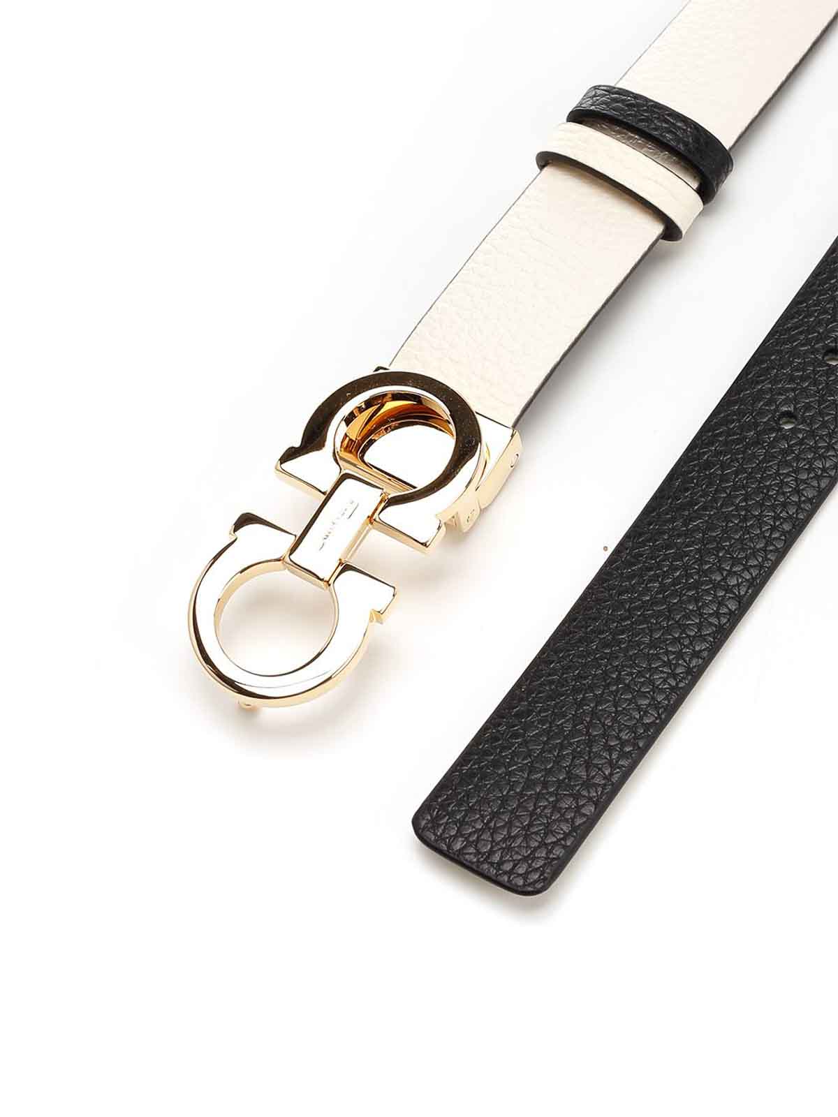 Ferragamo Reversible And Adjustable Belt Belts White In Neutral