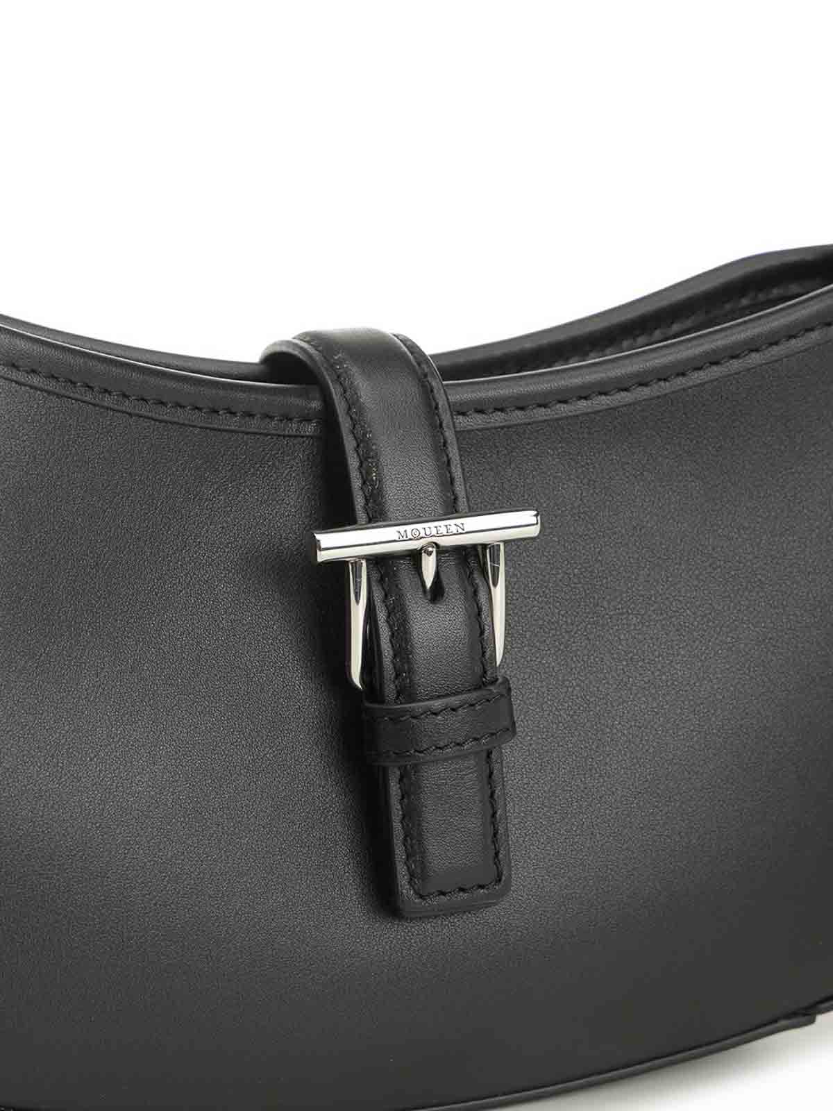 Alexander Mcqueen Mini T-buckle Shoulder Bag In Black