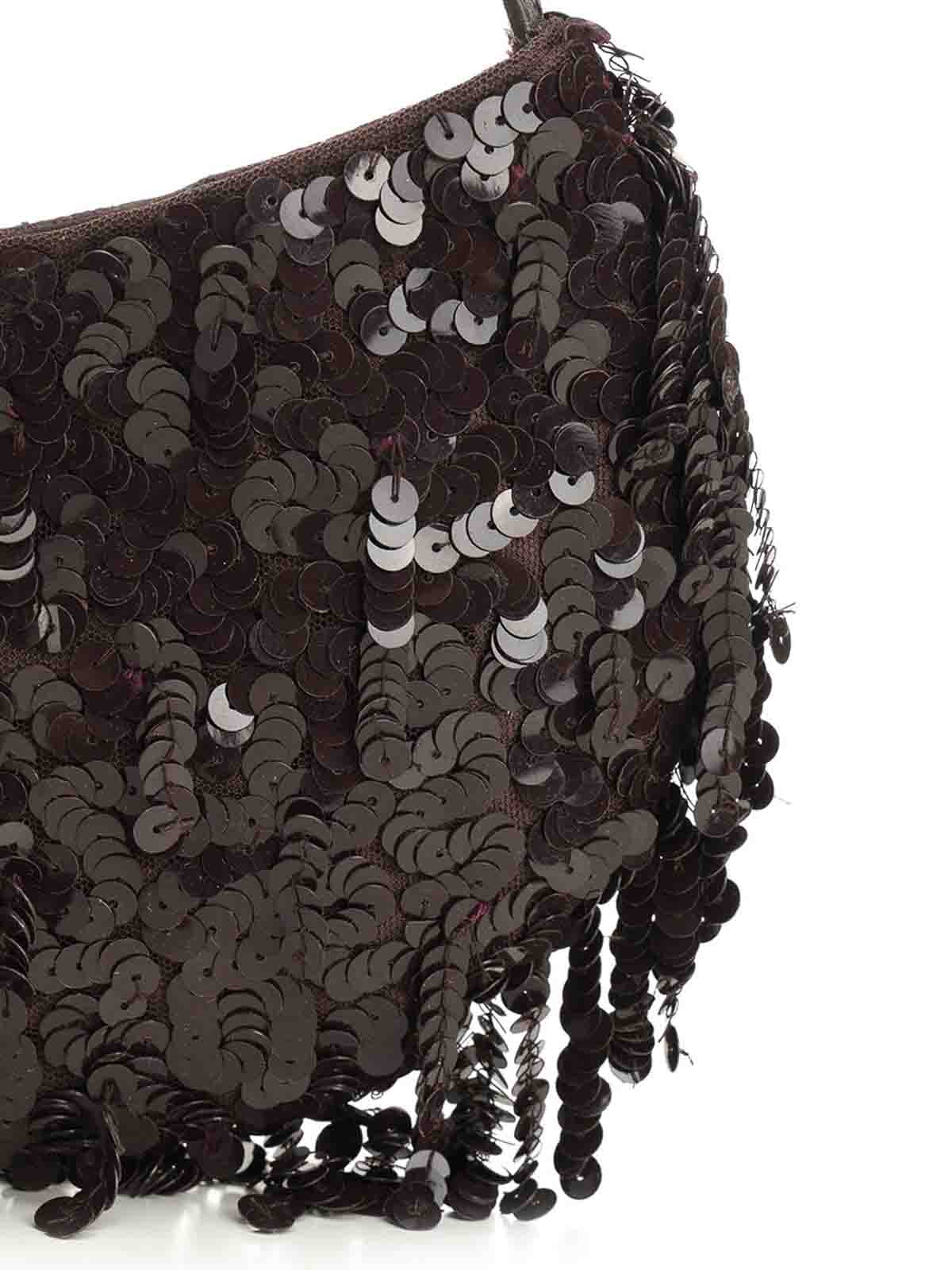Staud Chic Sequin Shoulder Bag With Adjustable Strap In Brown