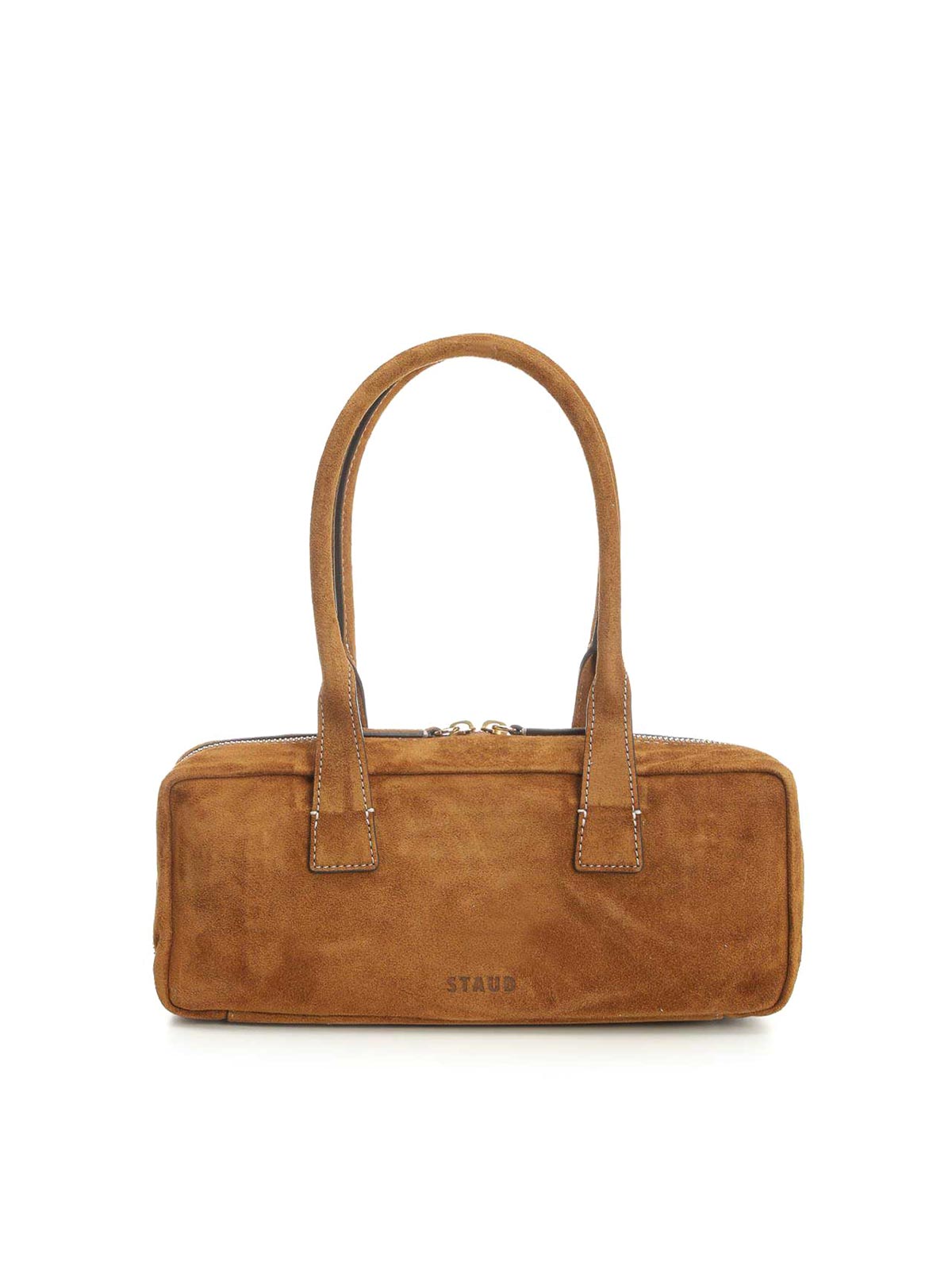 Staud Smooth Leather Shoulder Bag With Double Handles In Brown