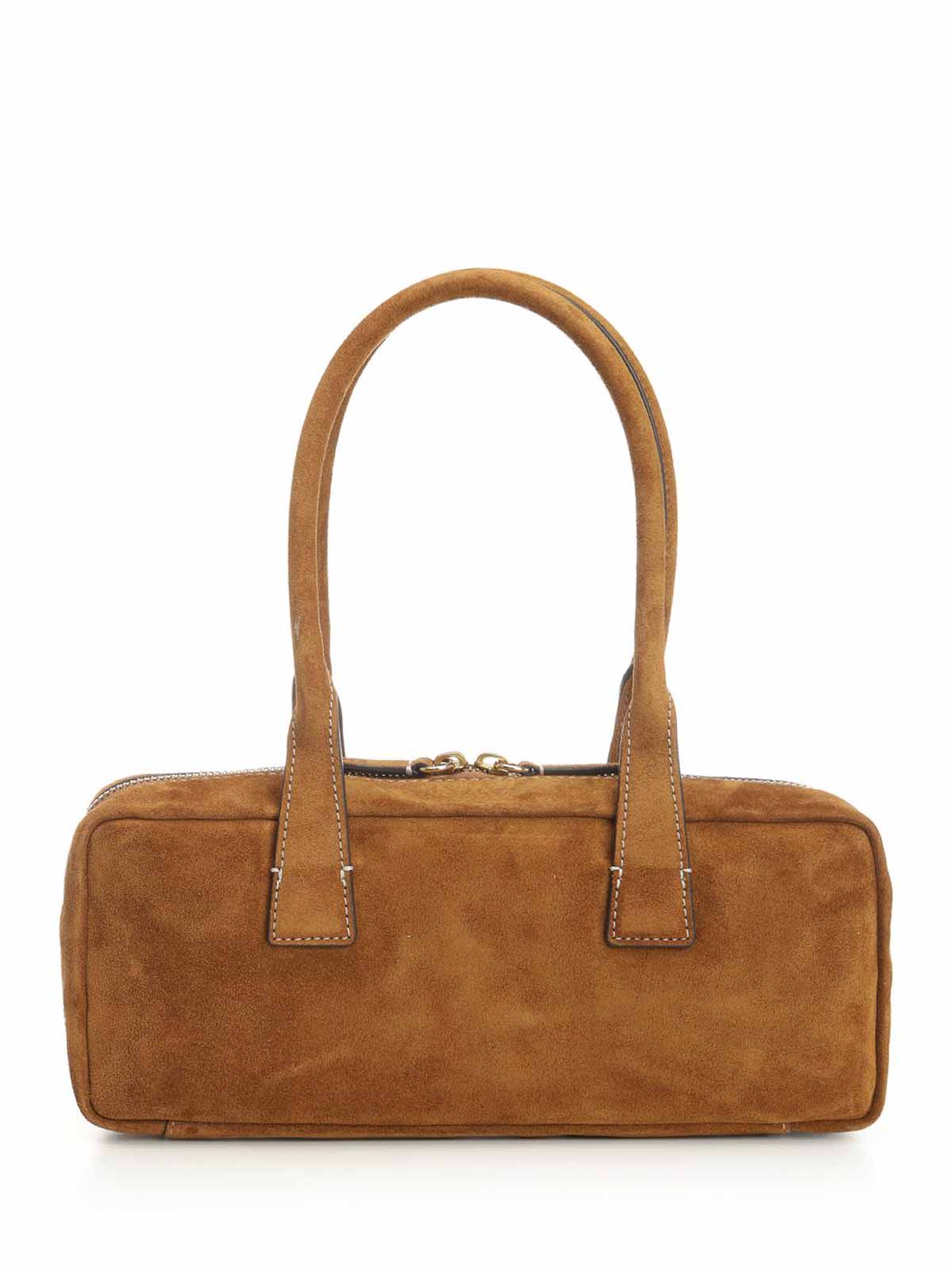 Staud Smooth Leather Shoulder Bag With Double Handles In Brown