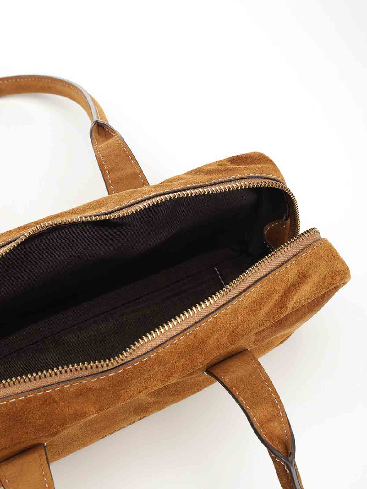 Staud Smooth Leather Shoulder Bag With Double Handles In Brown