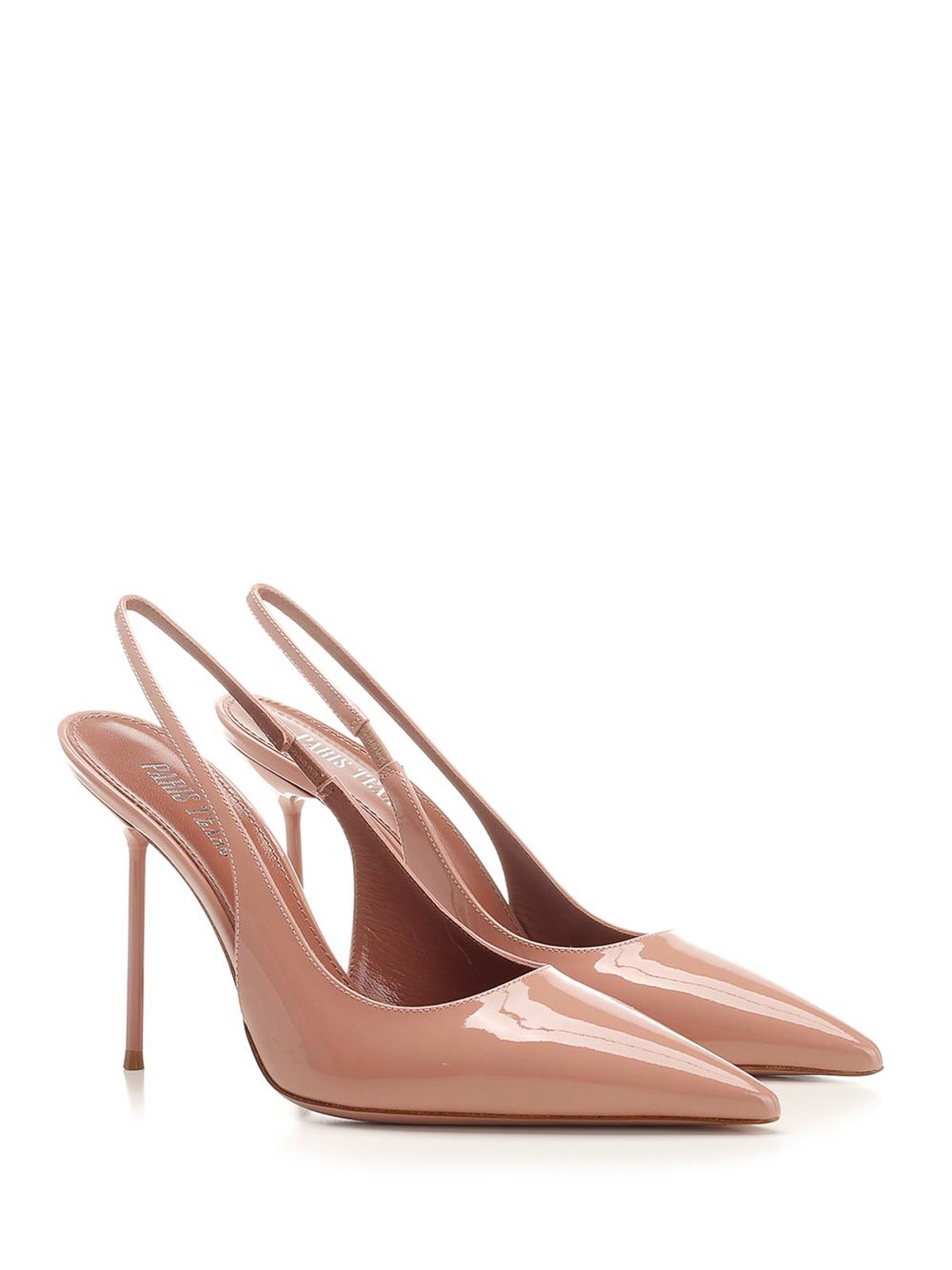 Paris Texas Slingbacks In Caramel Satin. In Pink