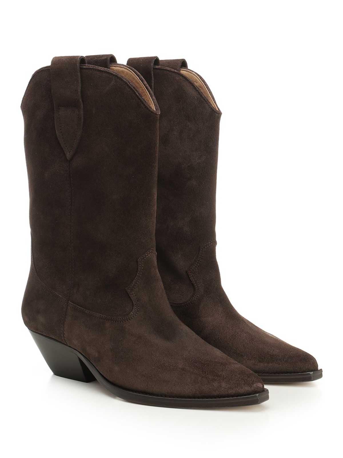 Isabel Marant Duerto Chocolate Cowboy Boots In Suede In Brown