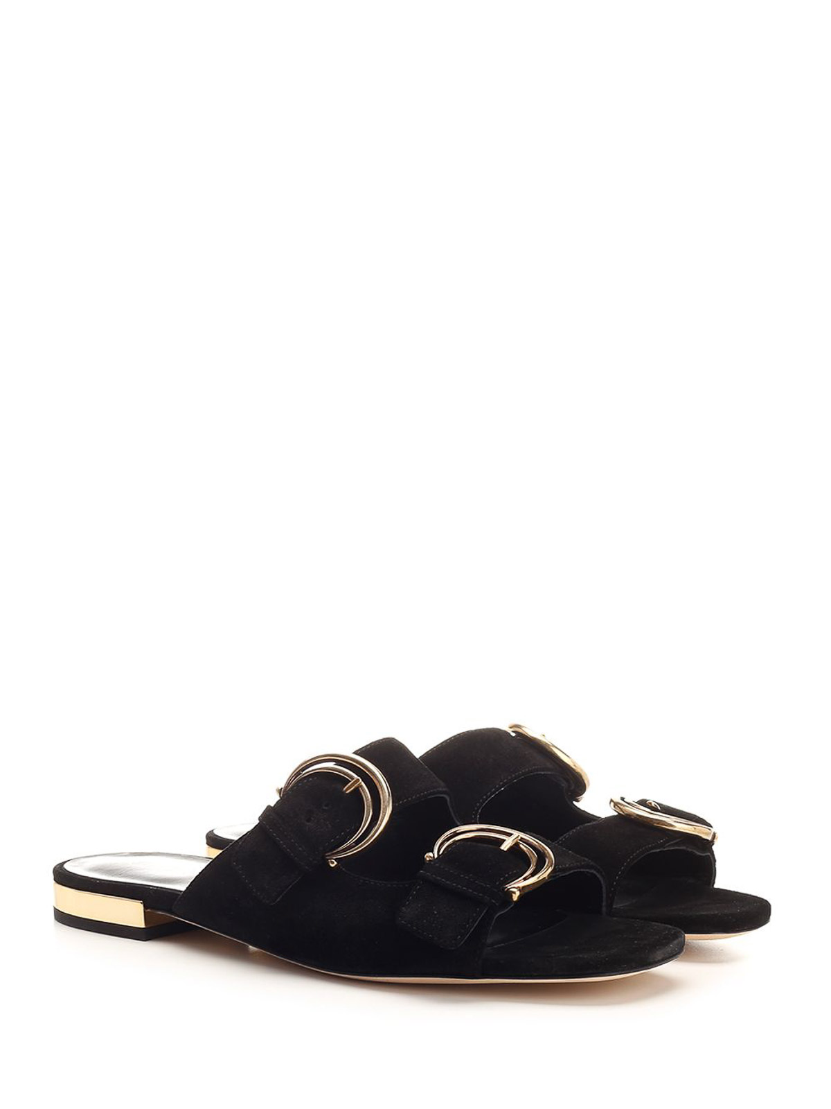 Chloé Alize Flat Double C Buckle Sleepers Black Scarpe Basse Black In Black