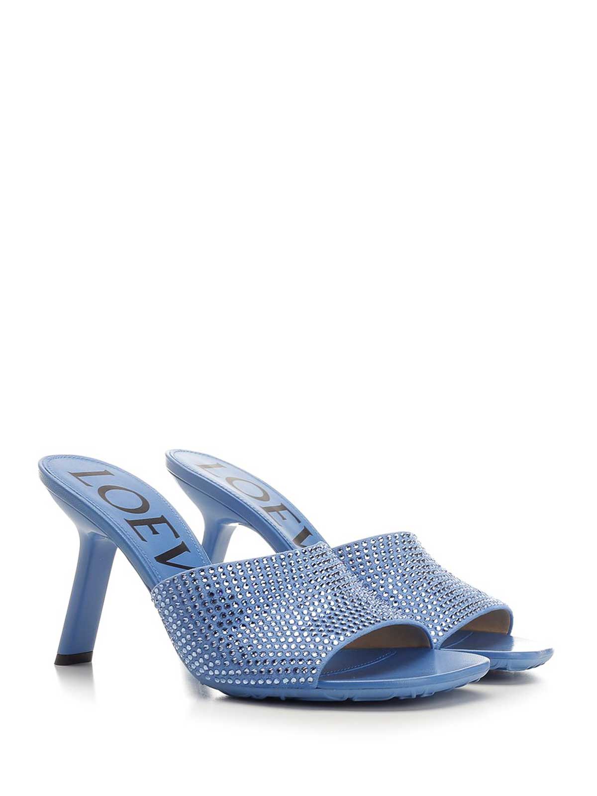 Loewe Petal Heeled Sandal In Blue
