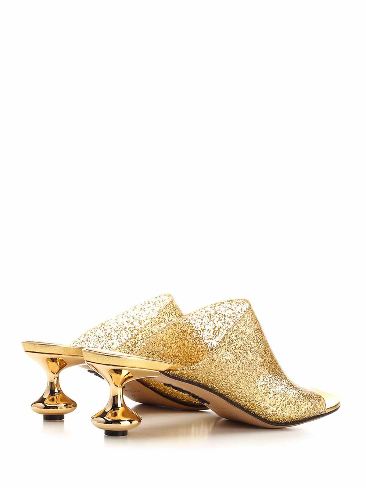 Loewe Toy Open Toe Mules In Gold