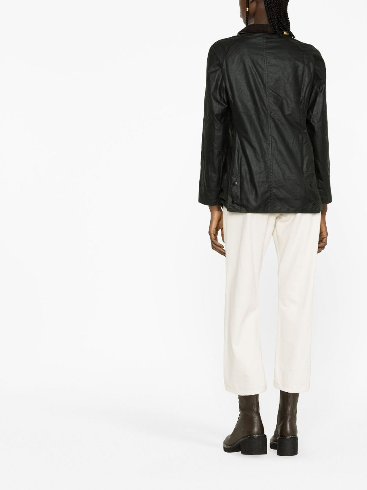 Barbour Waxed Jacket With A Classic Collar In Black
