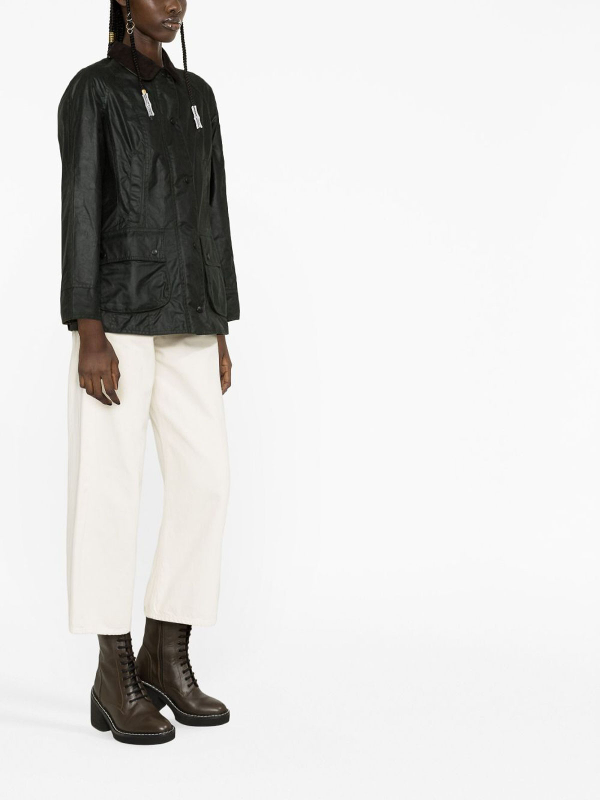 Barbour Waxed Jacket With A Classic Collar In Black