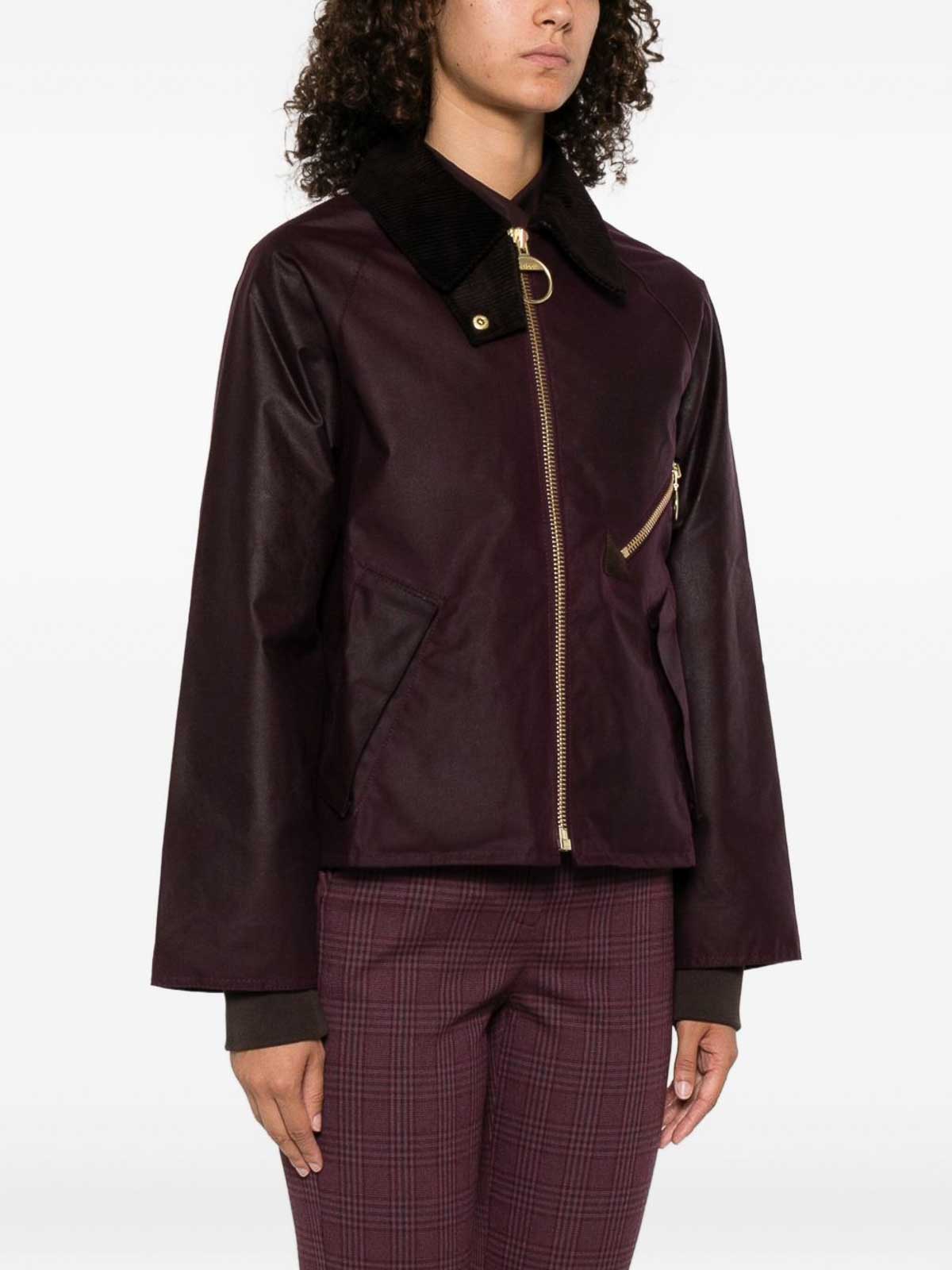 Barbour Shade Of Purple Jacket With A Ribbed Collar In Purple
