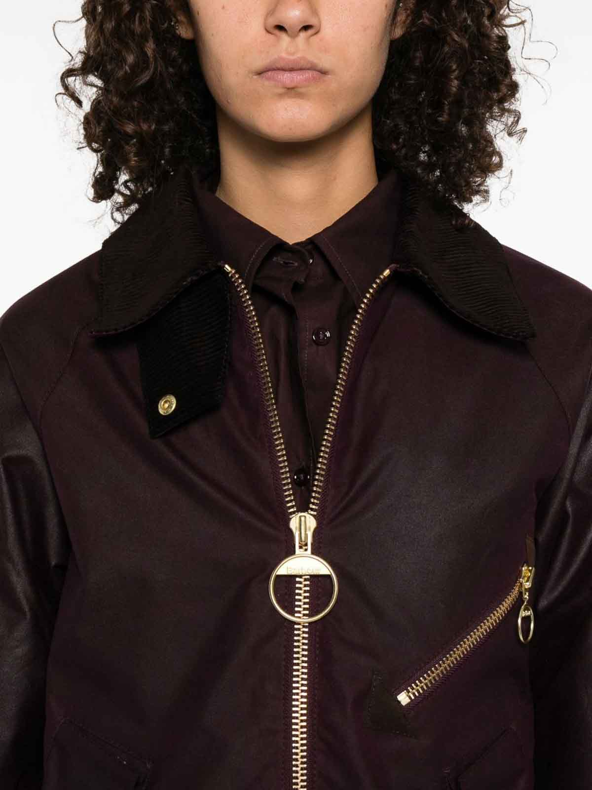 Barbour Shade Of Purple Jacket With A Ribbed Collar In Purple