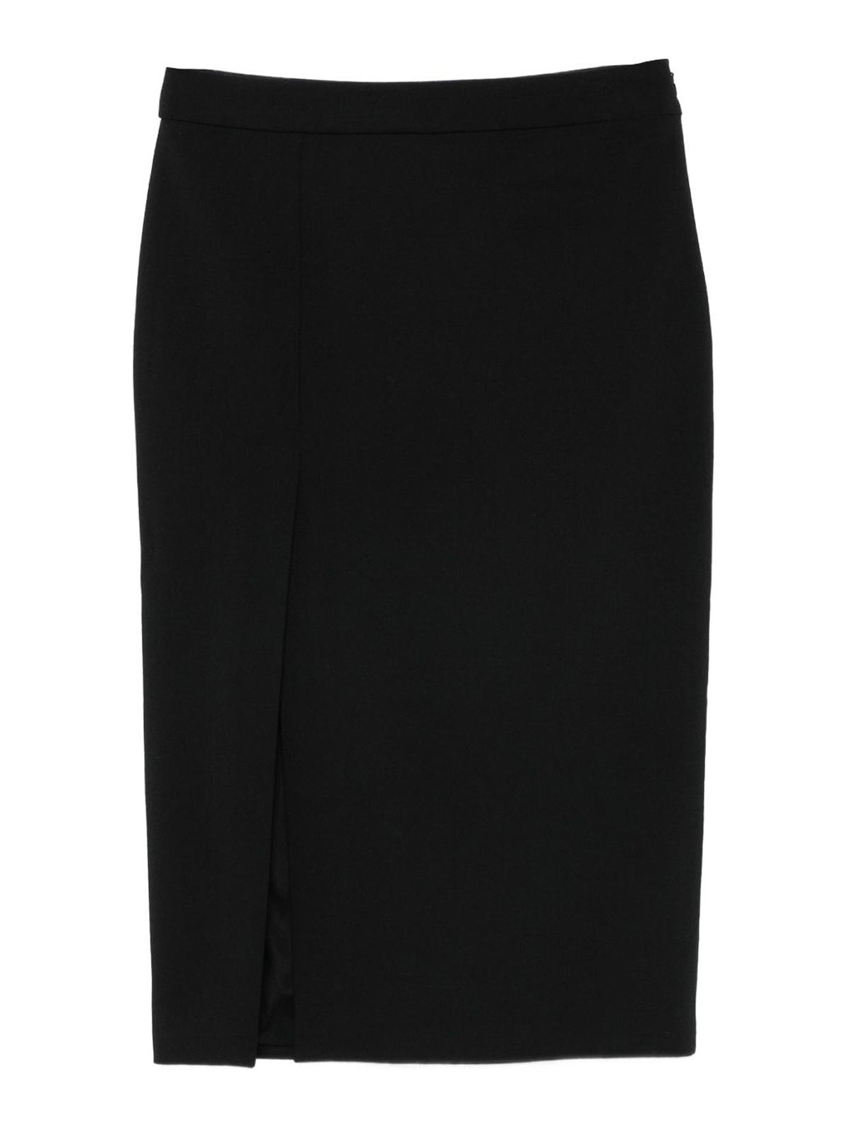 Dondup Black Side-split Pencil Midi Skirt In Black