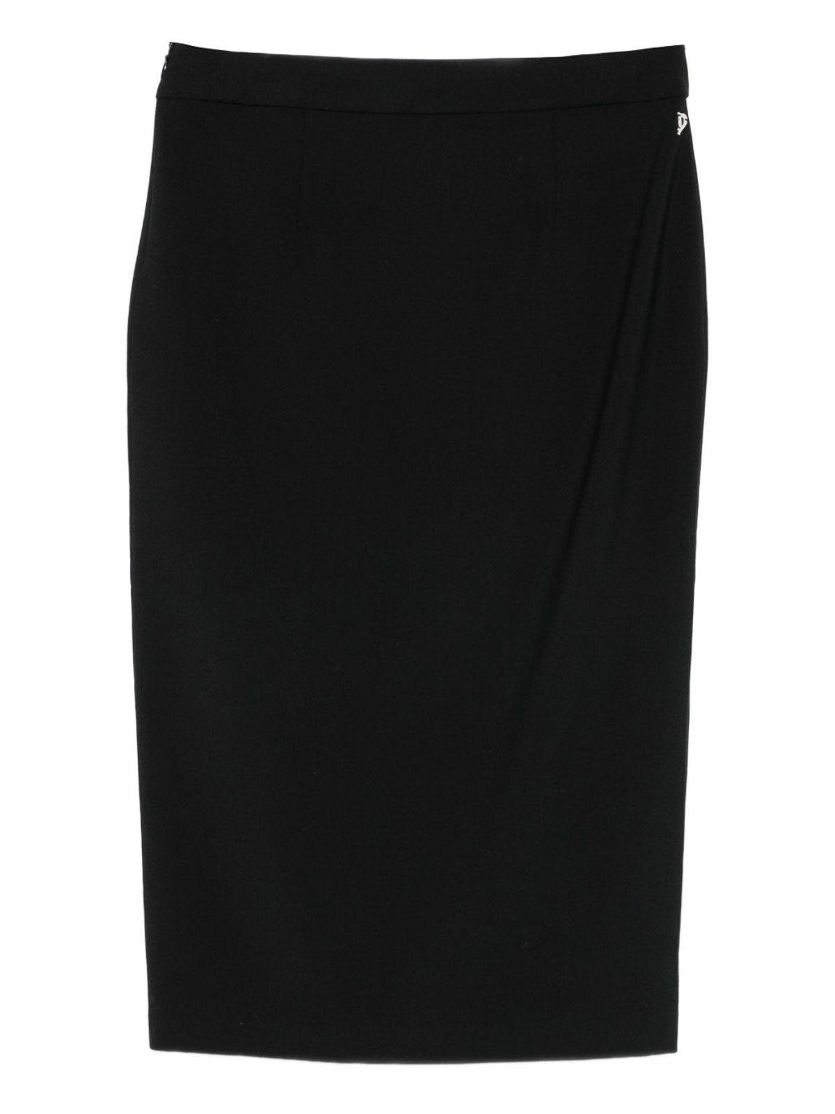 Dondup Black Side-split Pencil Midi Skirt In Black