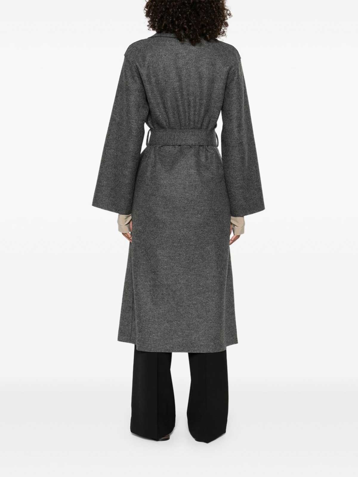 Harris Wharf London Gray Virgin Wool Coat With Belt At The Waist In Gray