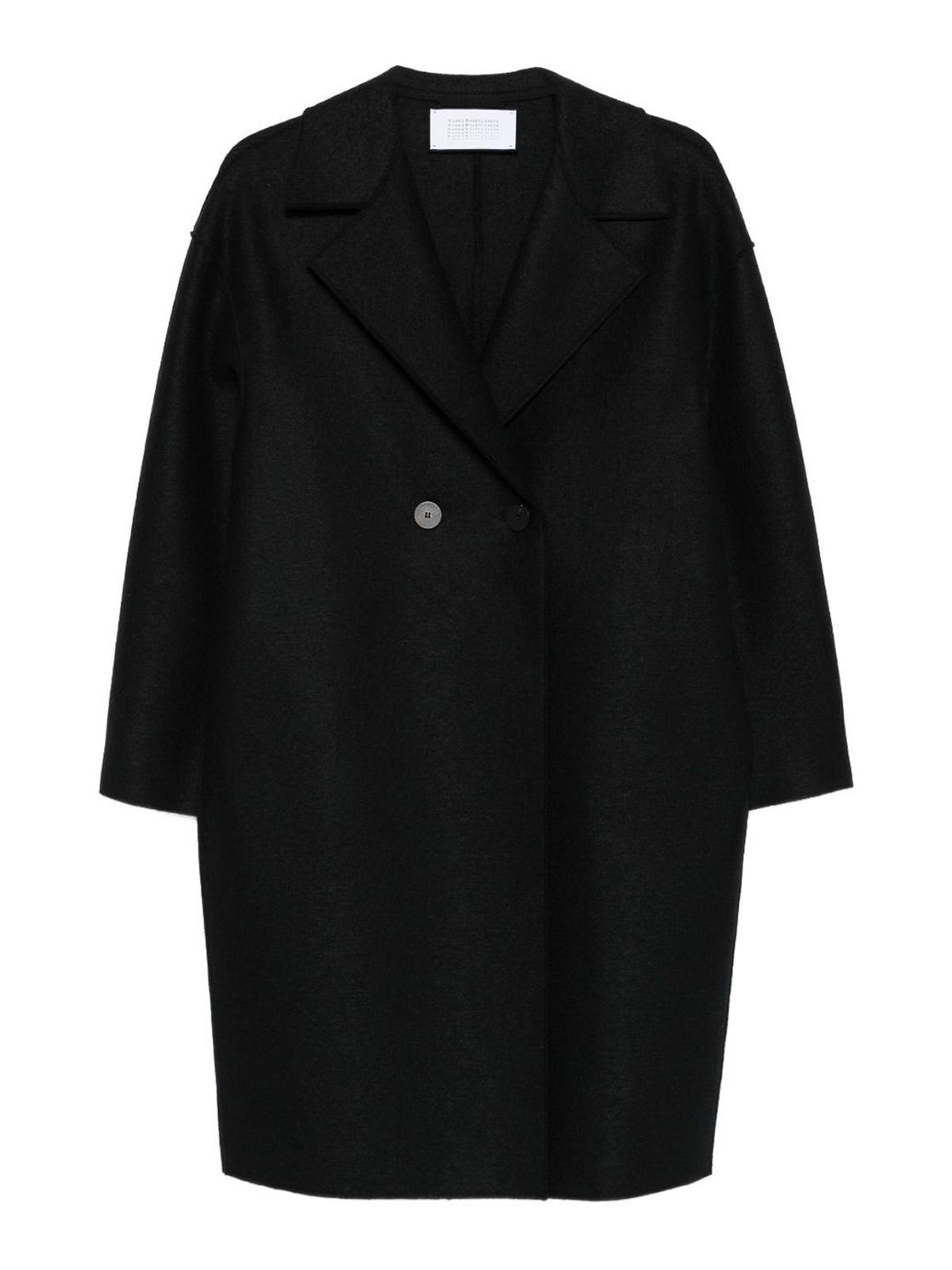 Harris Wharf London Black Wool Double-breasted Coat