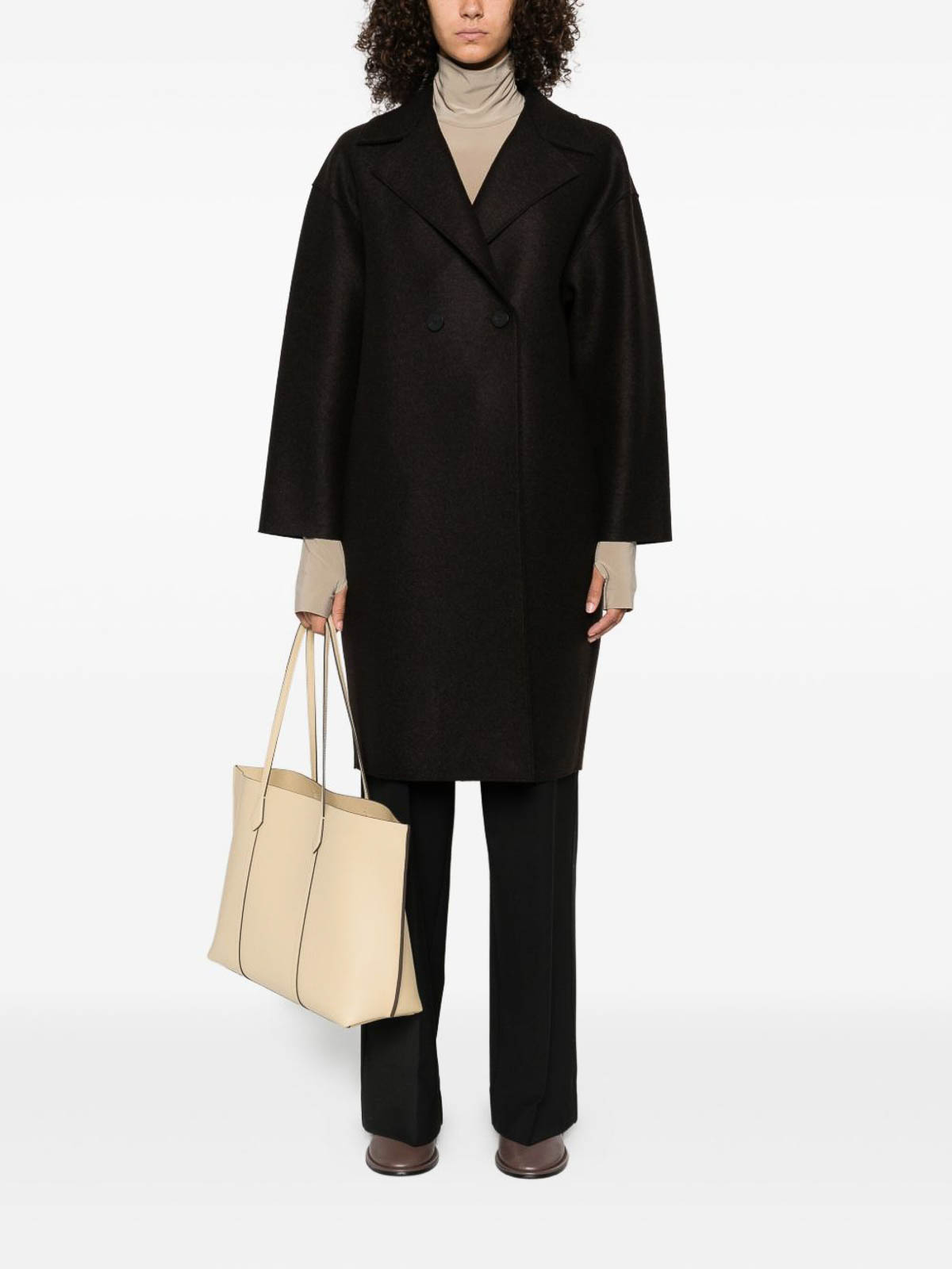 Harris Wharf London Double-breasted Wool Coat In Brown