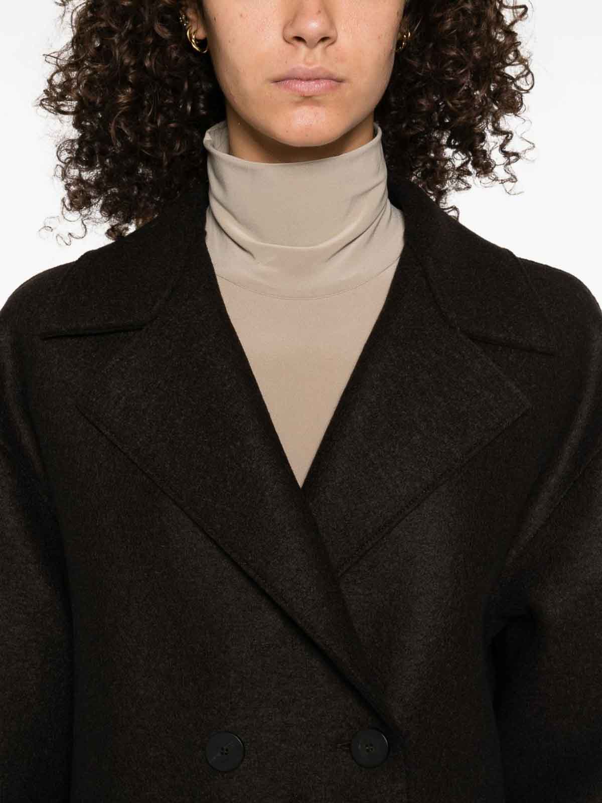 Harris Wharf London Double-breasted Wool Coat In Brown