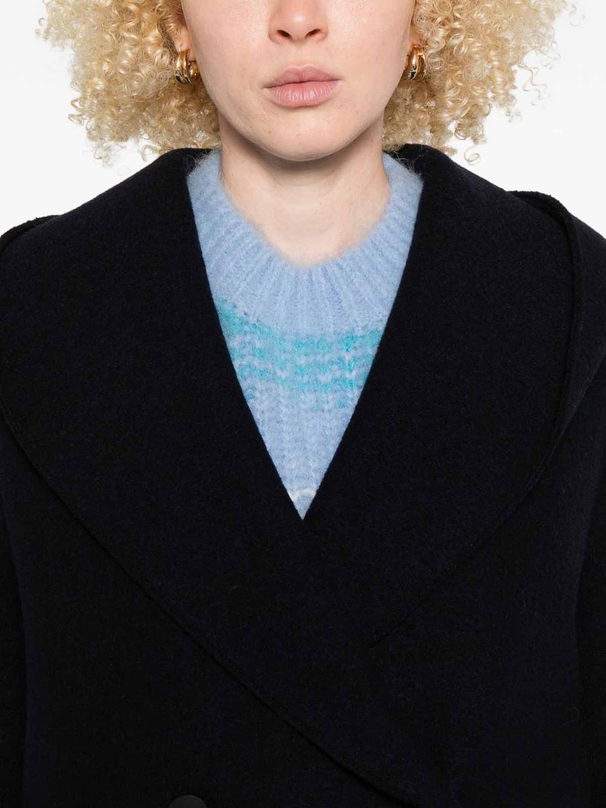 Harris Wharf London Double-breasted Blue Wool Coat In Blue
