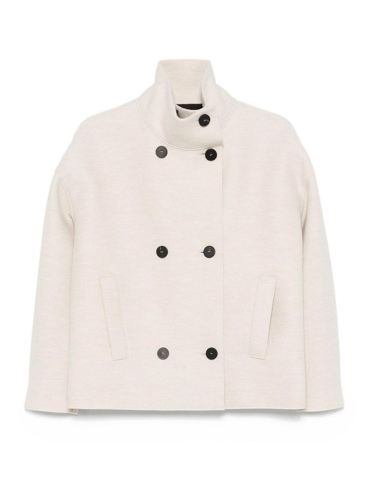 Harris Wharf London Double-breasted Wool Short Coat In Beige In Sand