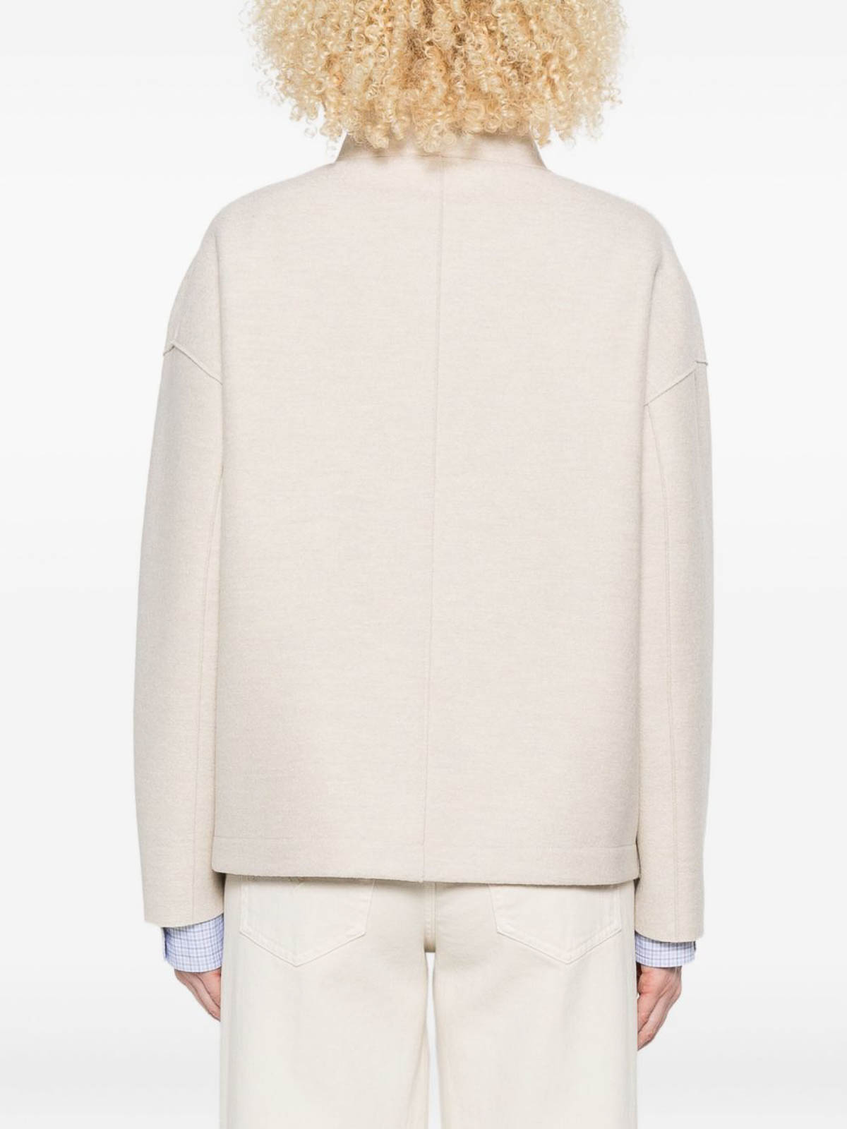 Harris Wharf London Double-breasted Wool Short Coat In Beige In Neutral