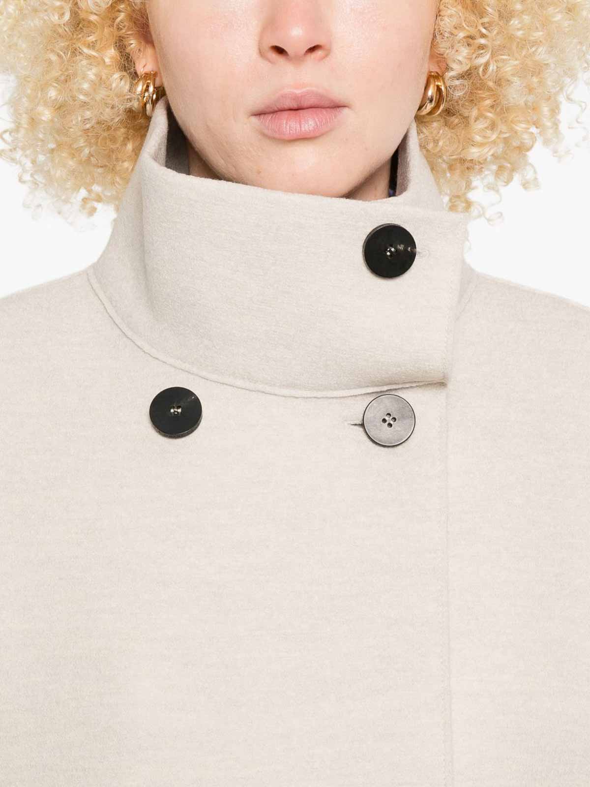 Harris Wharf London Double-breasted Wool Short Coat In Beige In Neutral