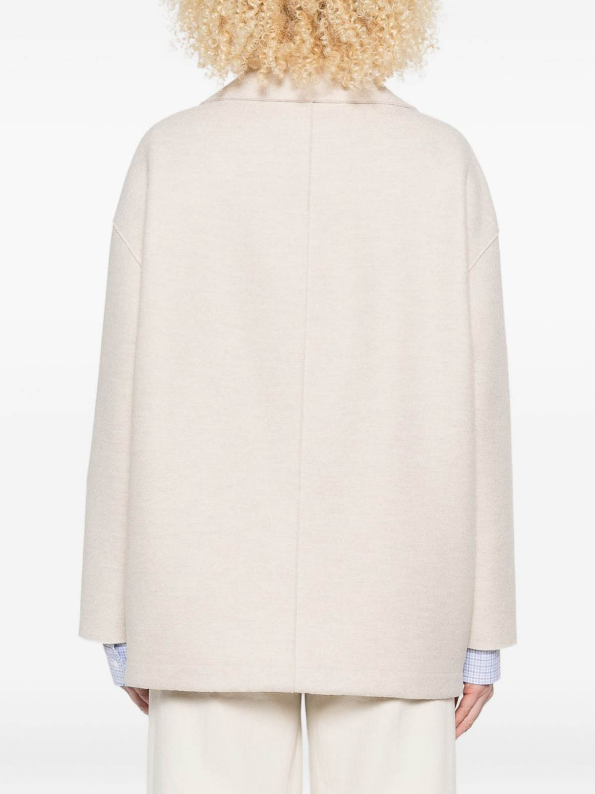 Harris Wharf London Short Double-breasted Coat In Light Beige In Neutral