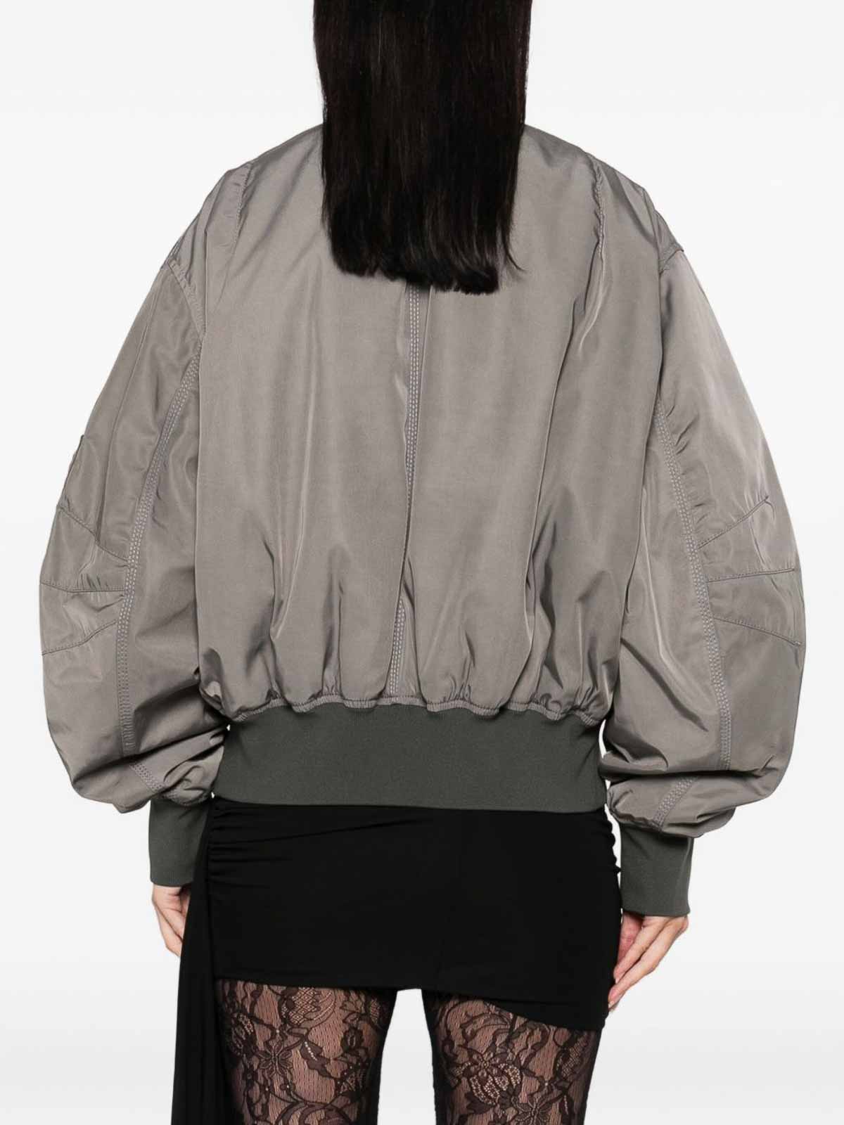 Attico Grey Bomber Jacket With Front Zip Closure And One Zipped Pocket On The Sleeve In Tech Fabric Woman In Brown