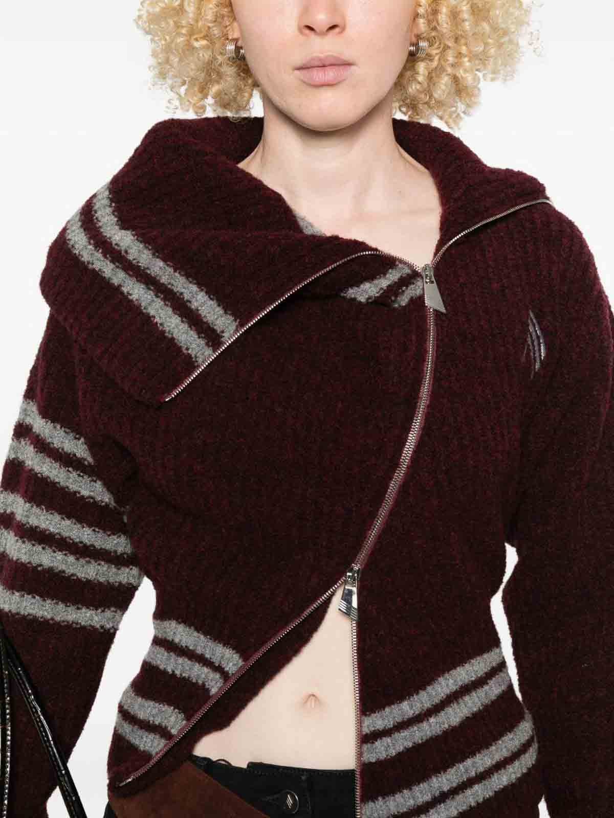 Attico Striped Cardigan In Brown