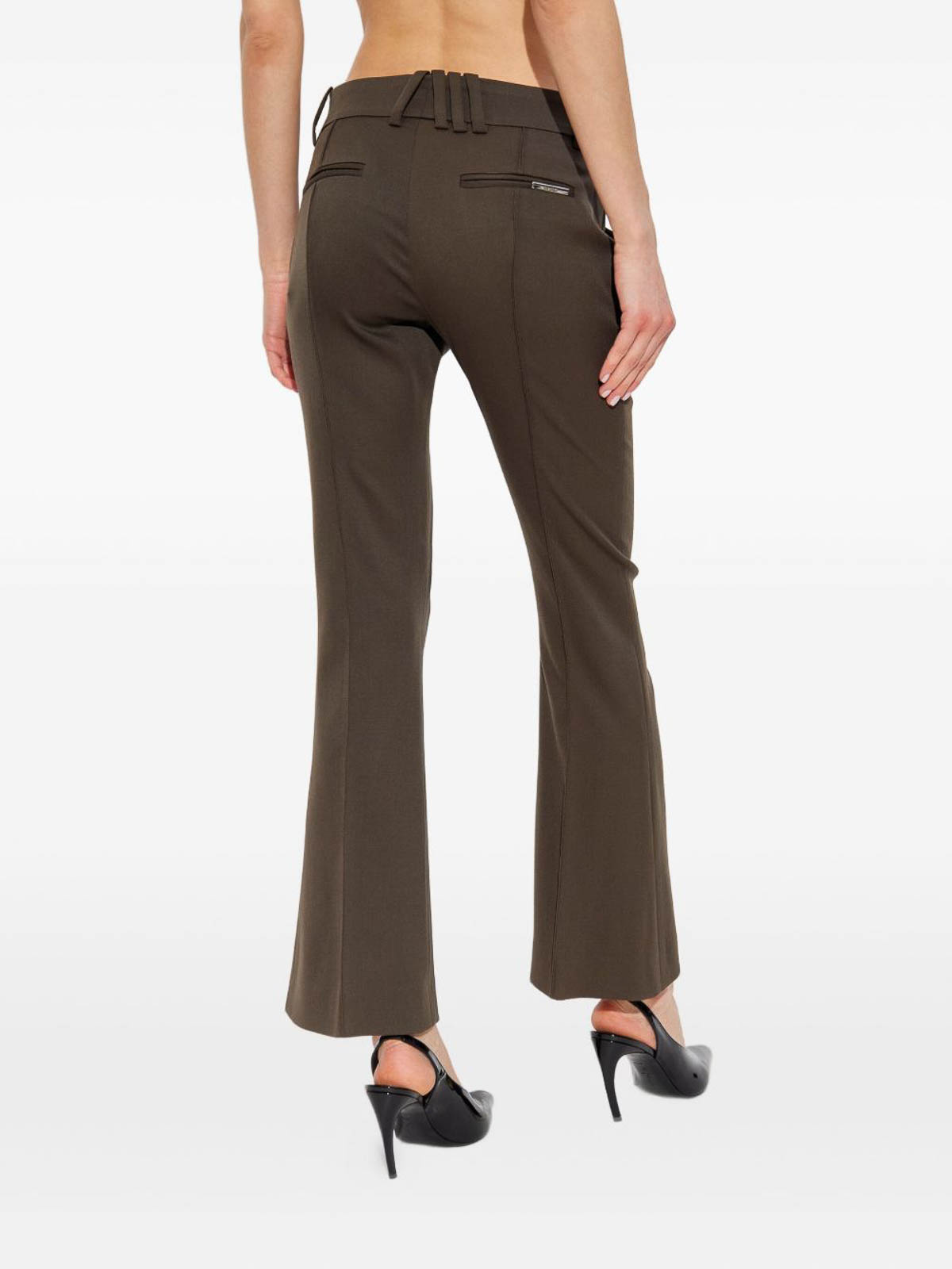 Attico Tailored Brown Trousers With Slightly Flared Silhouette In Brown