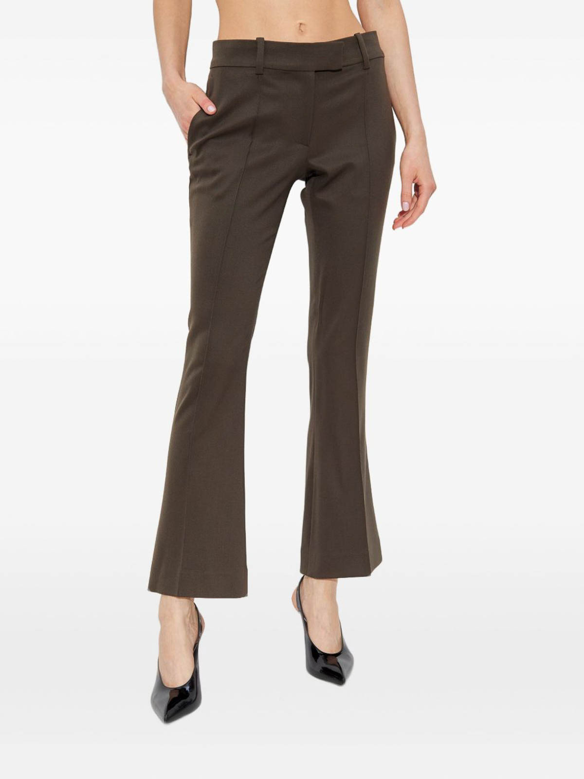 Attico Tailored Brown Trousers With Slightly Flared Silhouette In Brown