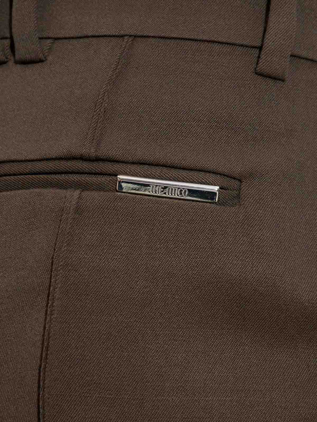 Attico Tailored Brown Trousers With Slightly Flared Silhouette In Brown