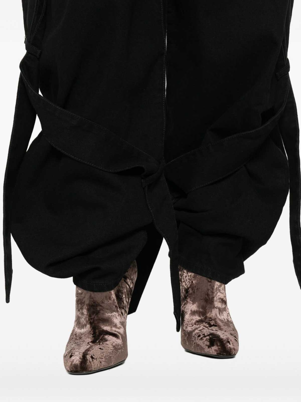 Attico Black Jeans With A Contrasting Panel Design And Tie Details In Black