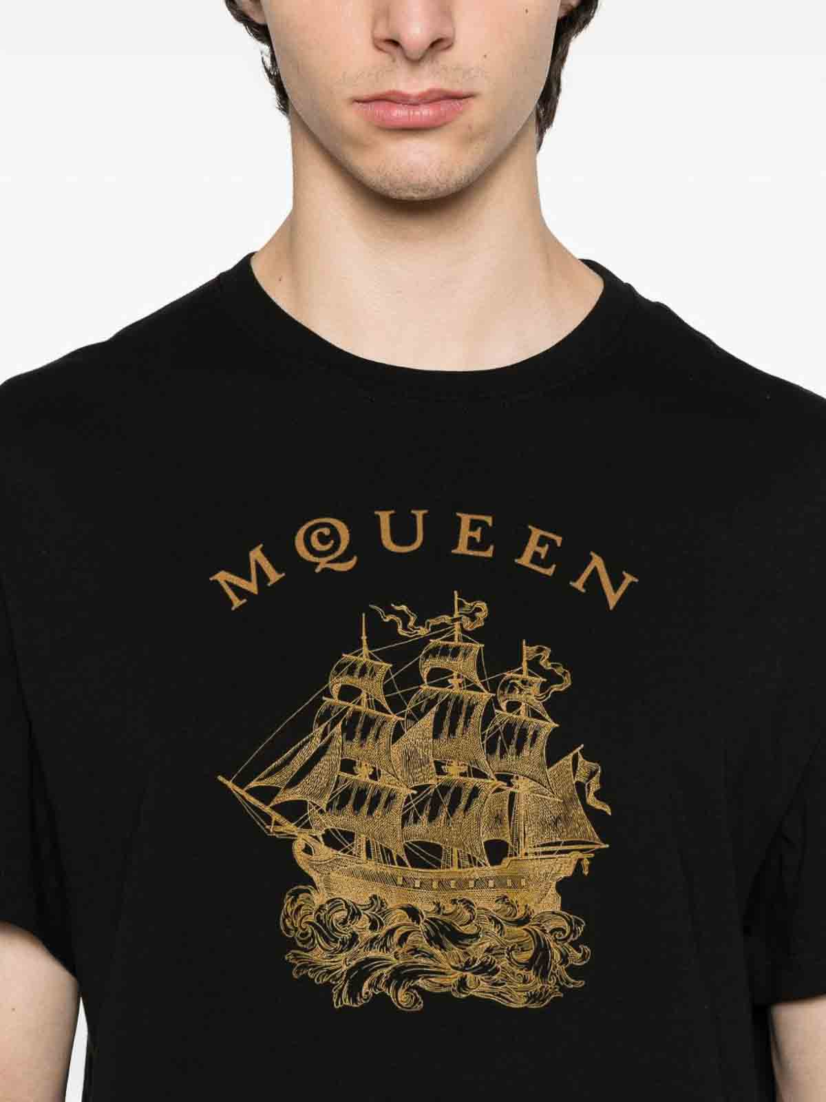 Alexander Mcqueen Black T-shirt With Print In Black