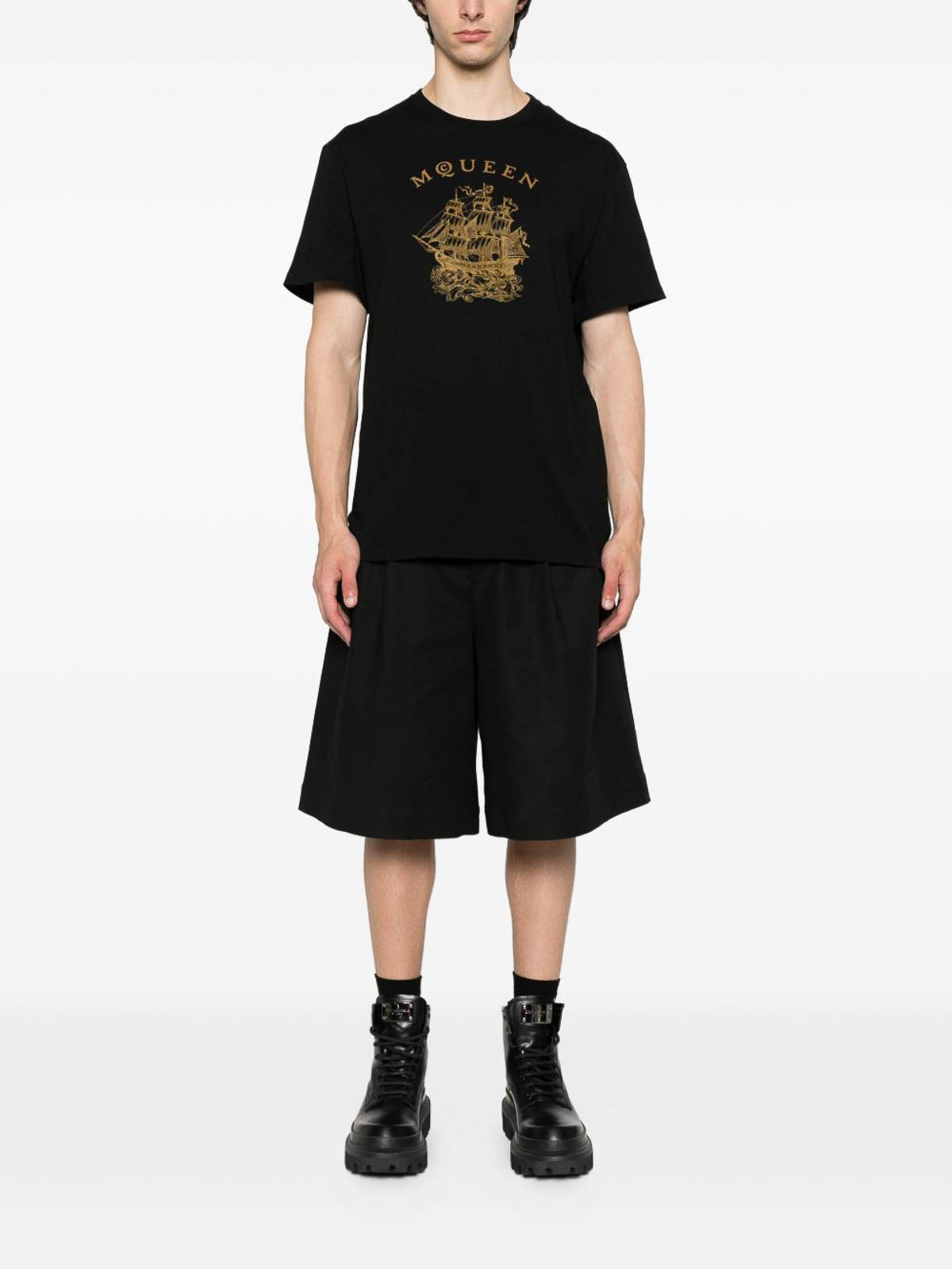 Alexander Mcqueen Black T-shirt With Print In Black