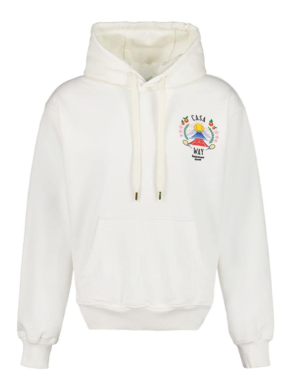 Casablanca Hooded Sweatshirt With Embroidered Logo In White