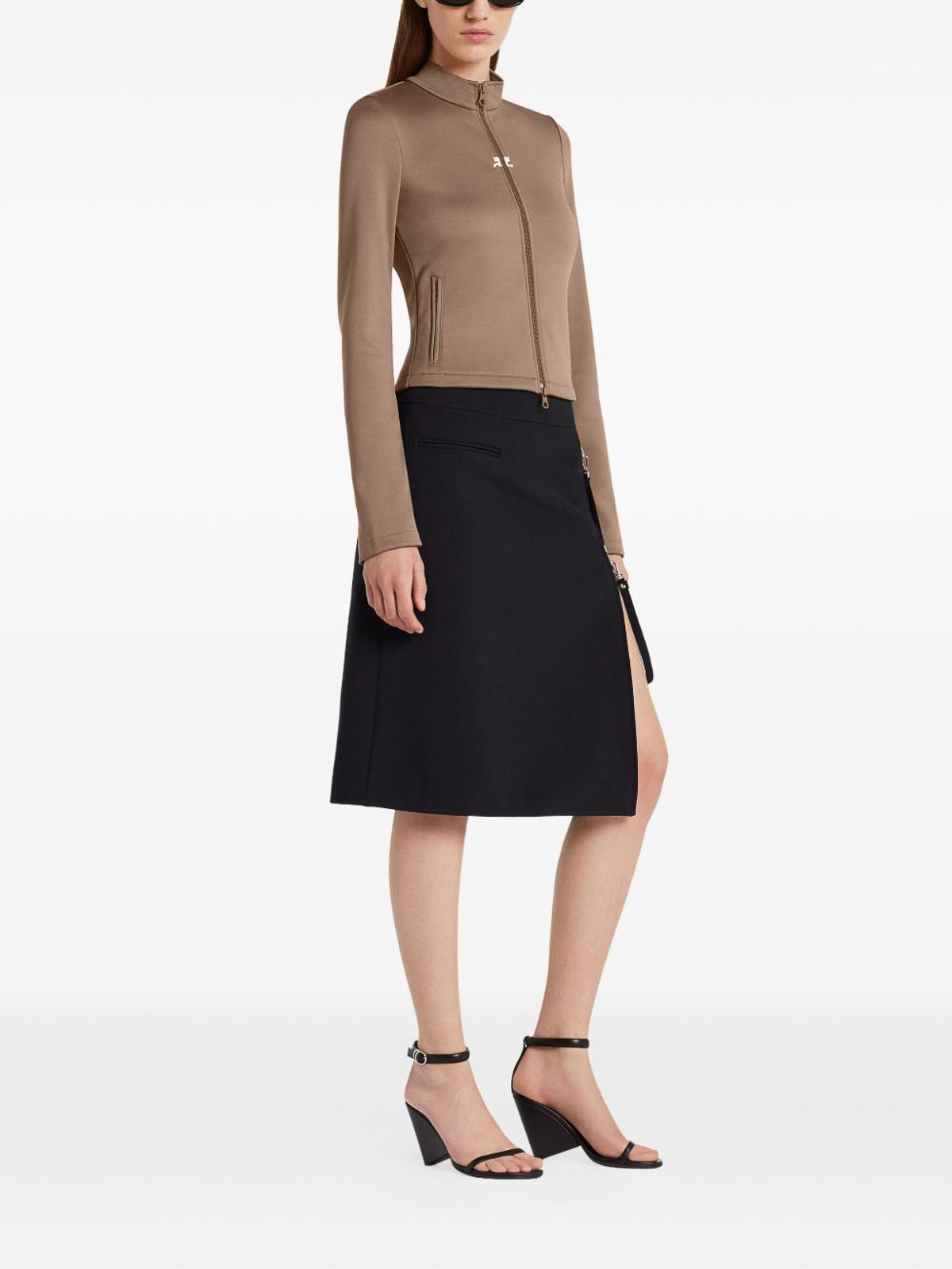 Courrèges Midi Skirt With Side Zip In Black