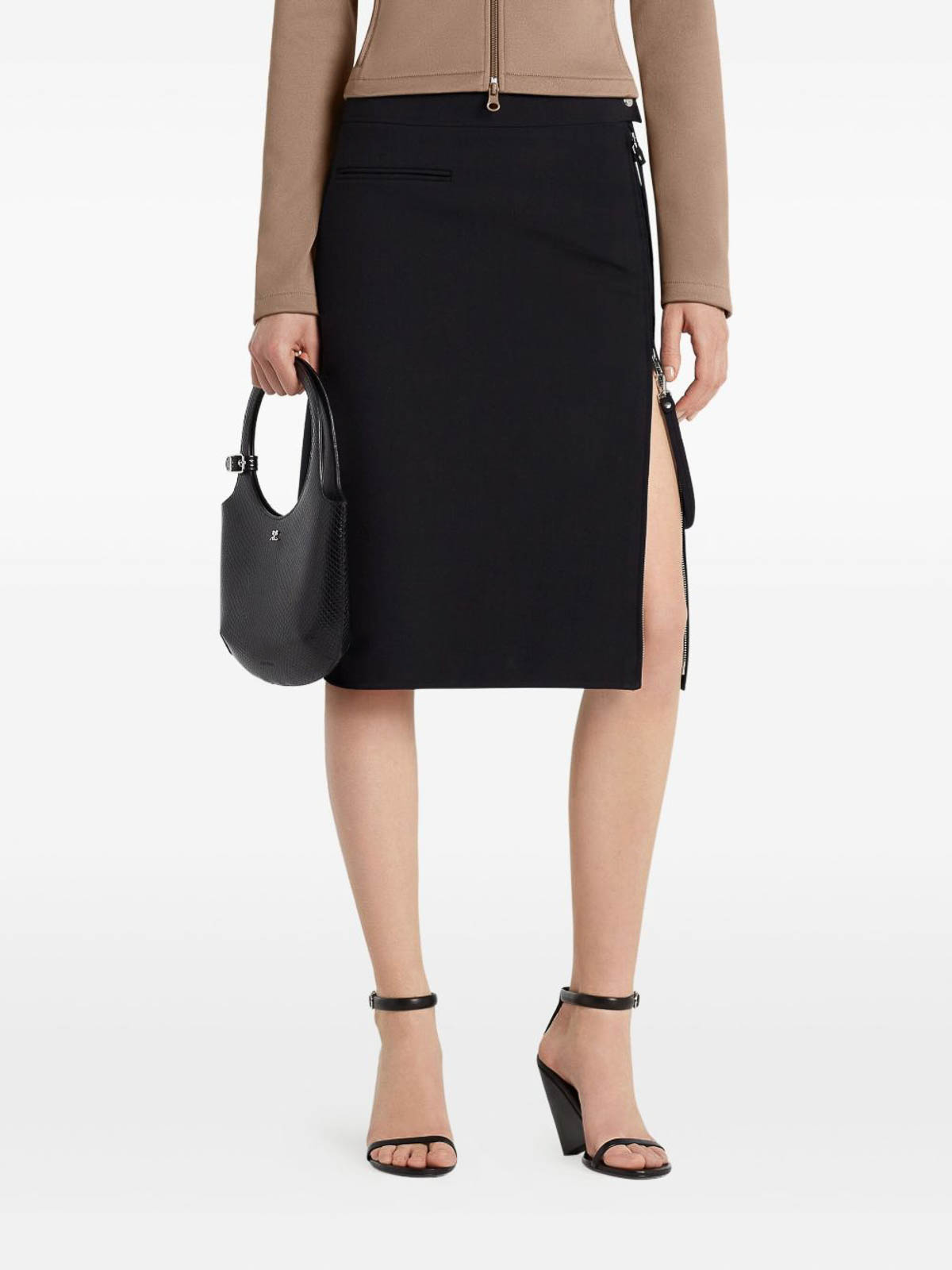 Courrèges Midi Skirt With Side Zip In Black