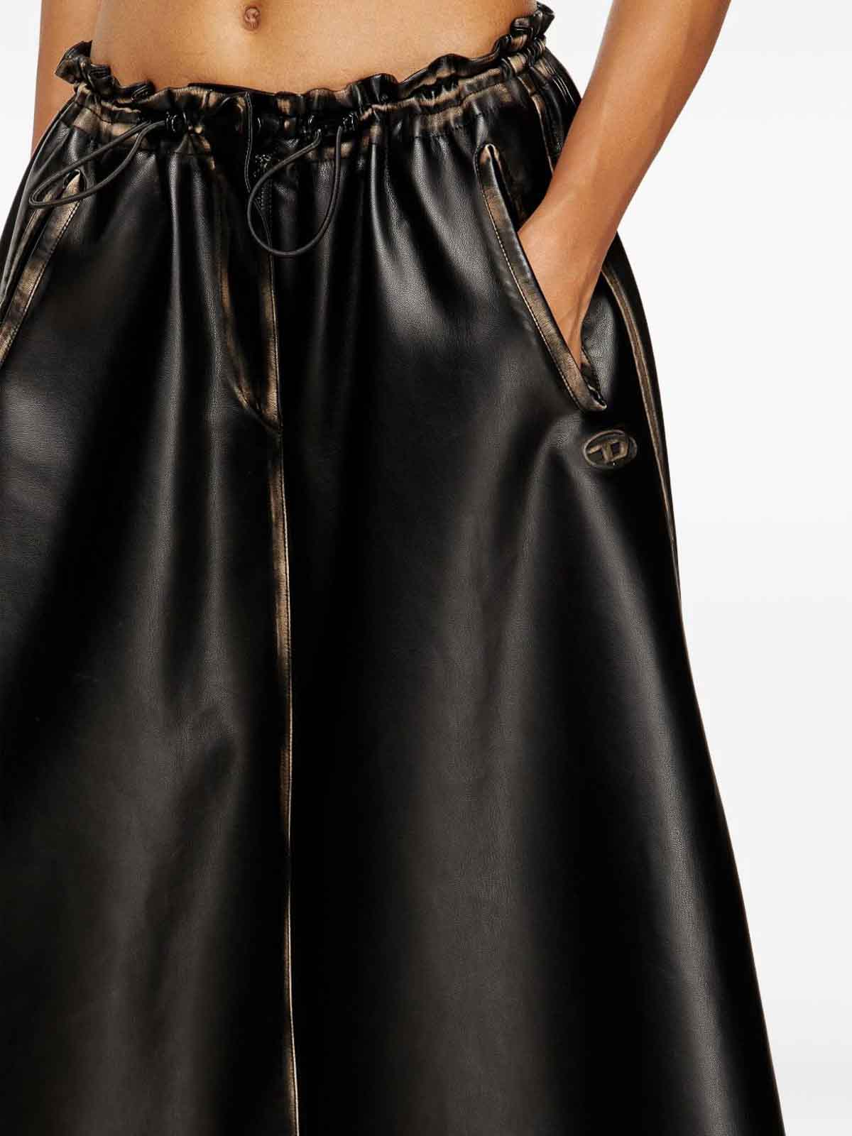 Diesel O-blivion Midi Skirt With Elastic Waist In Black