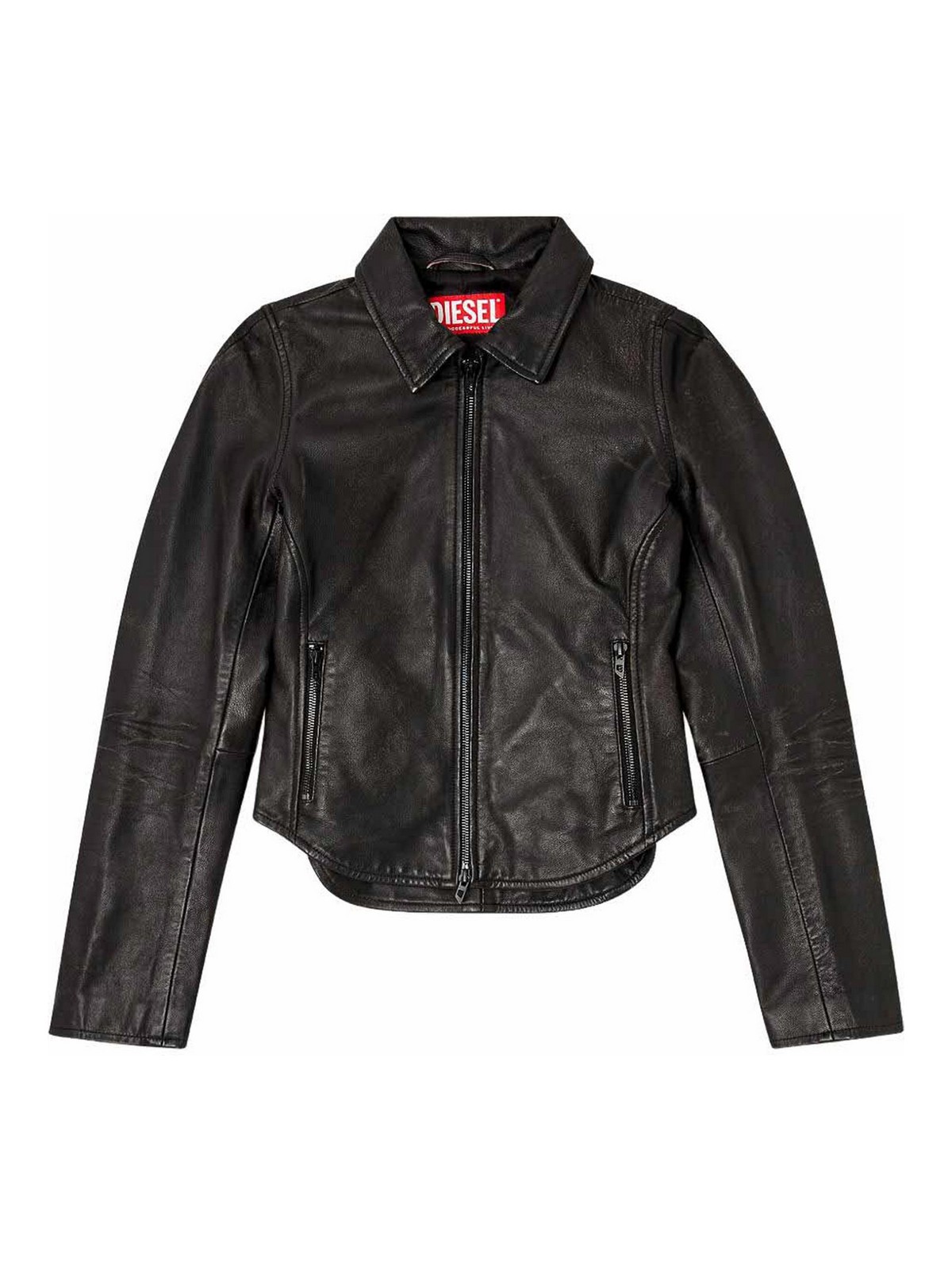 Diesel Collared Fitted Jacket Front Pockets In Black
